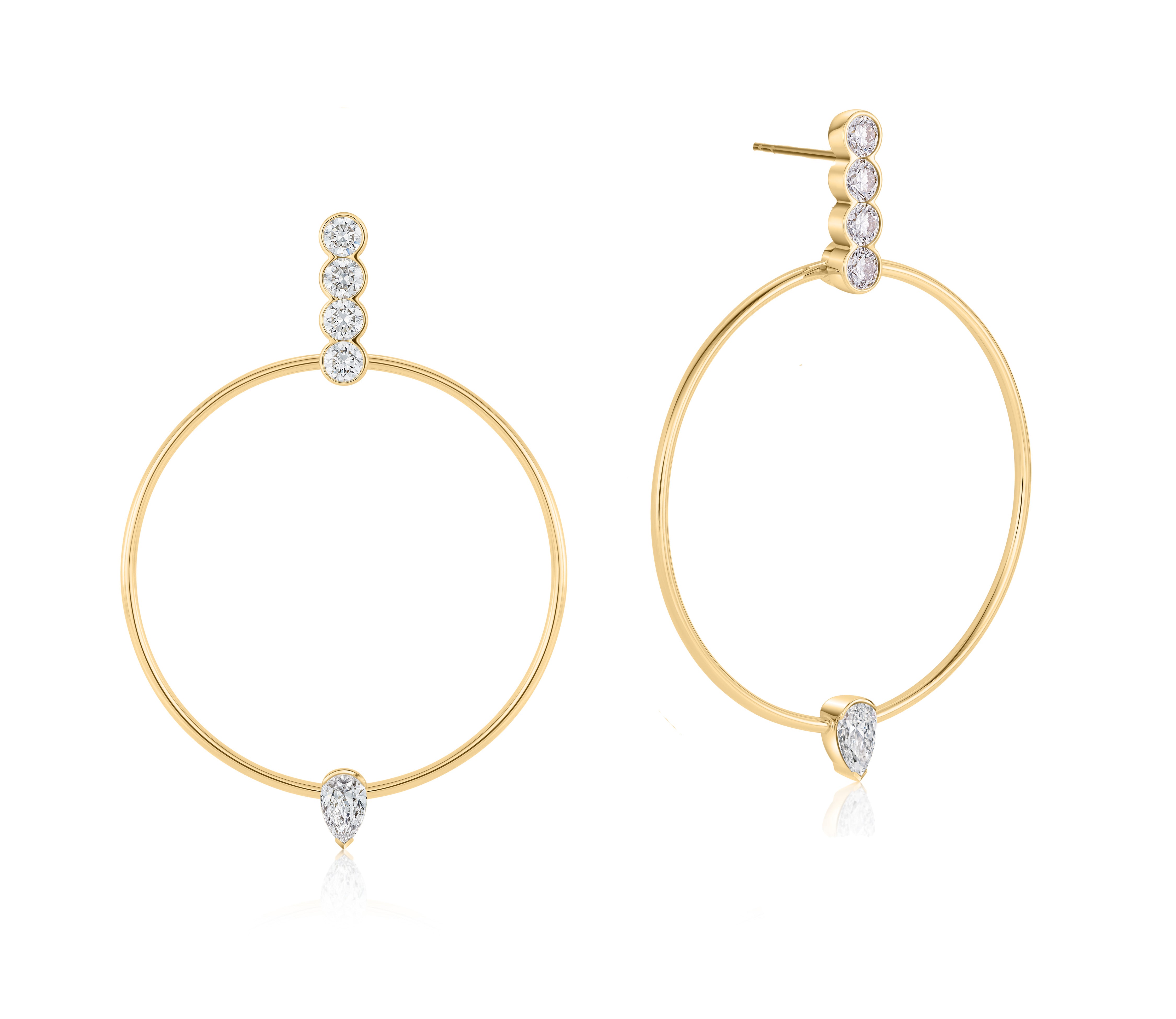 Pear and Round Loop Drop Earrings