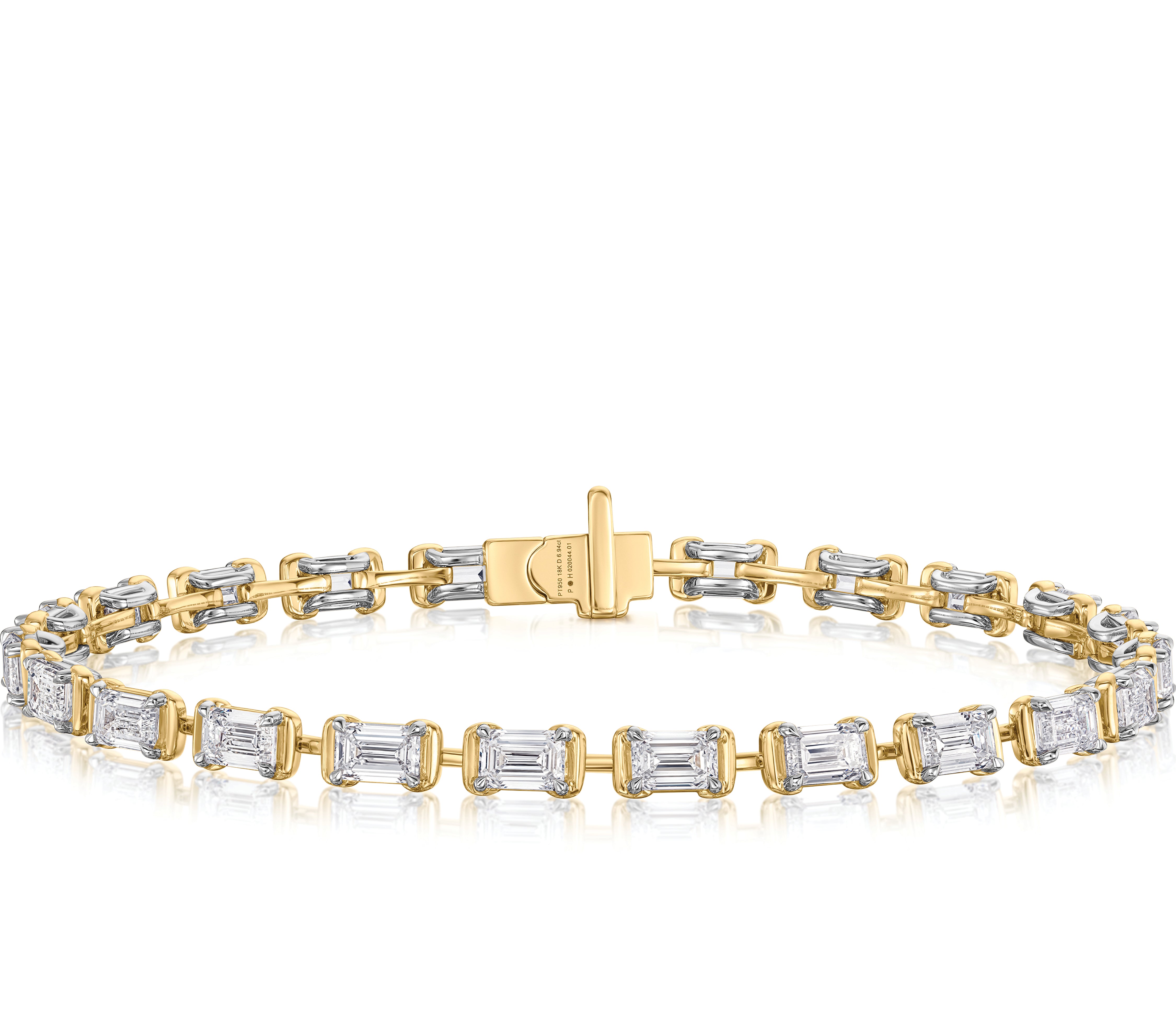 Emerald Cut Diamond Cuddle Line Bracelet