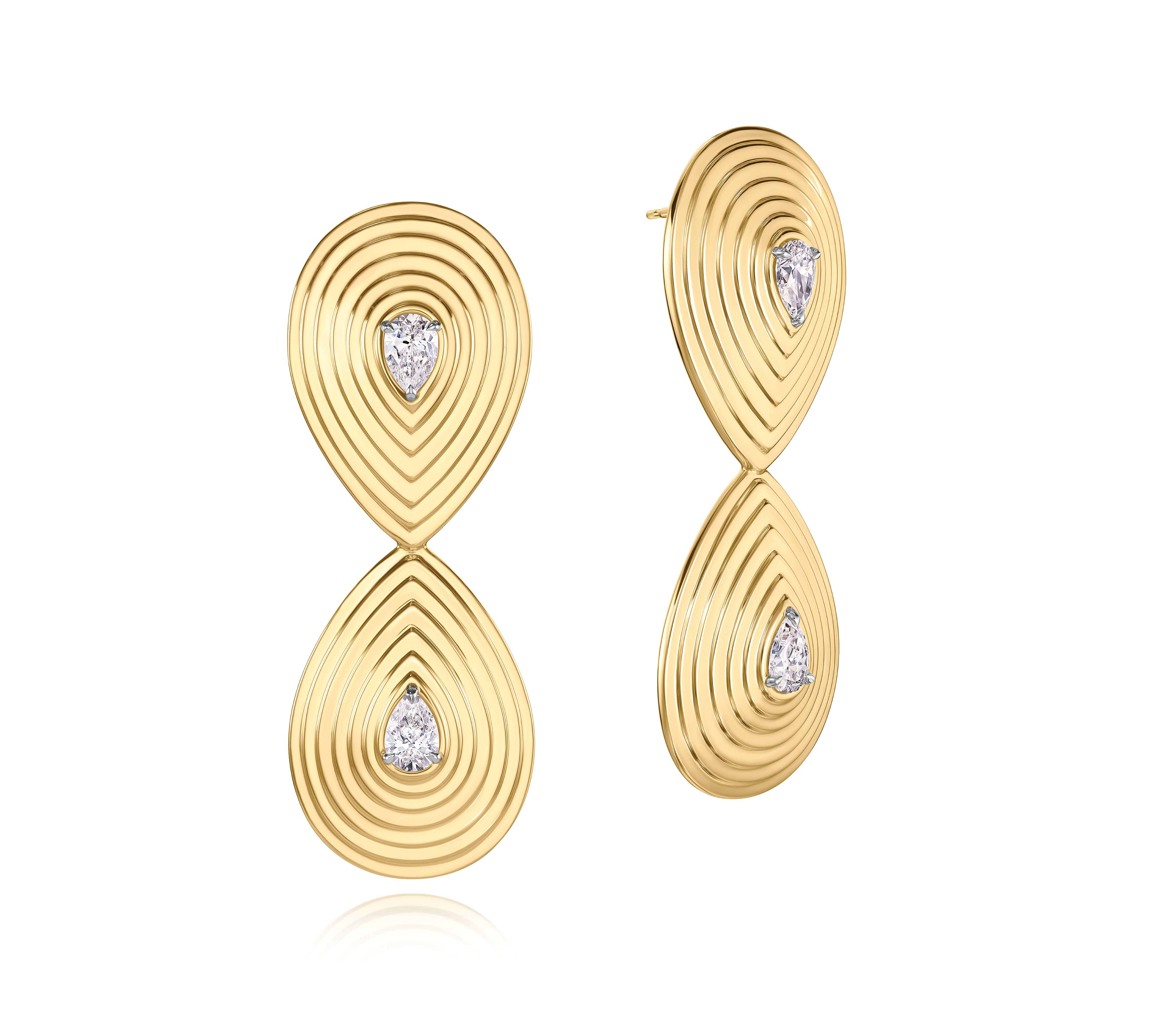 Pear Shape Diamond Layered Pear Double XL Studs