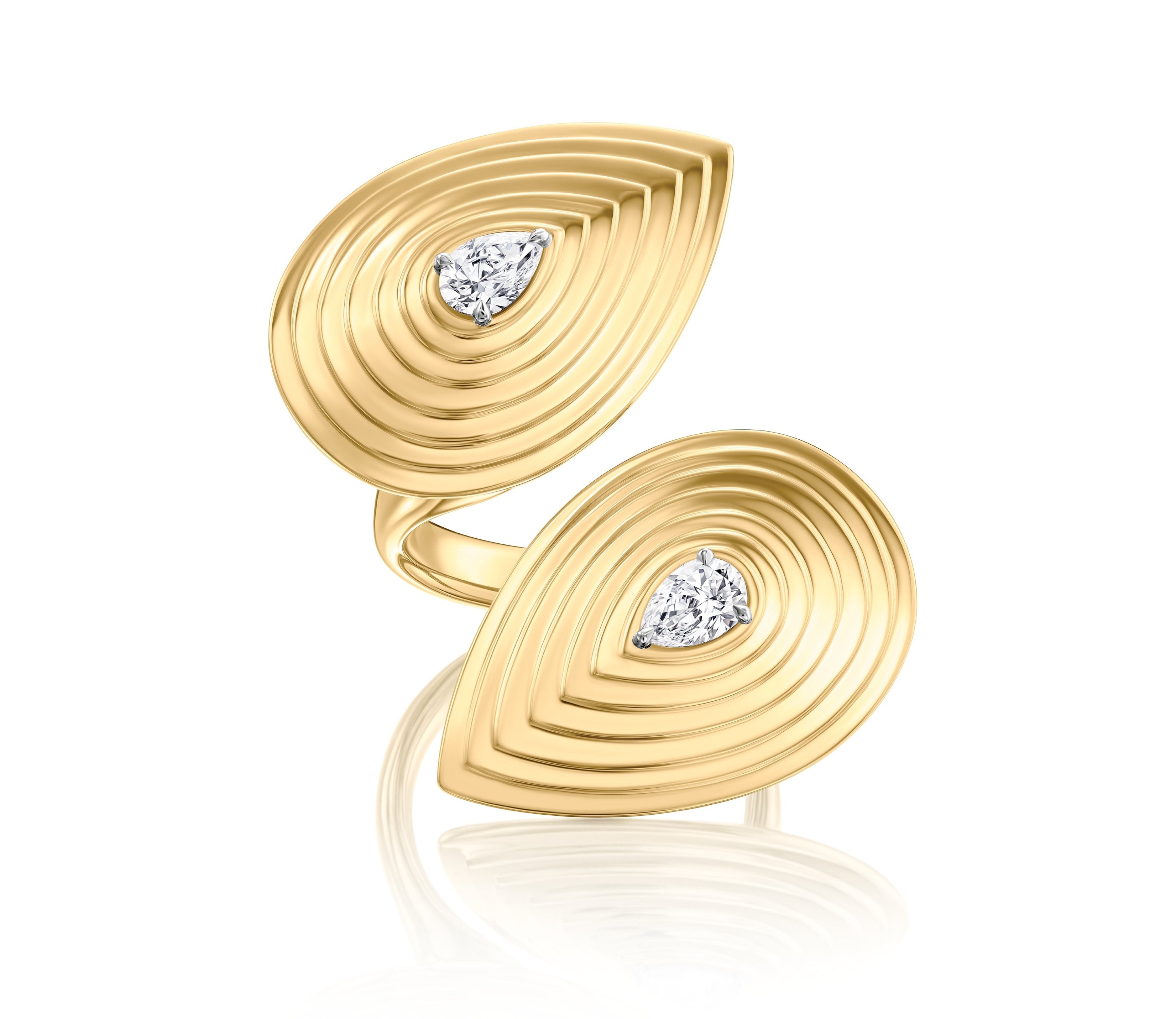 Pear Shape Diamond Layered Pear Double XL Ring