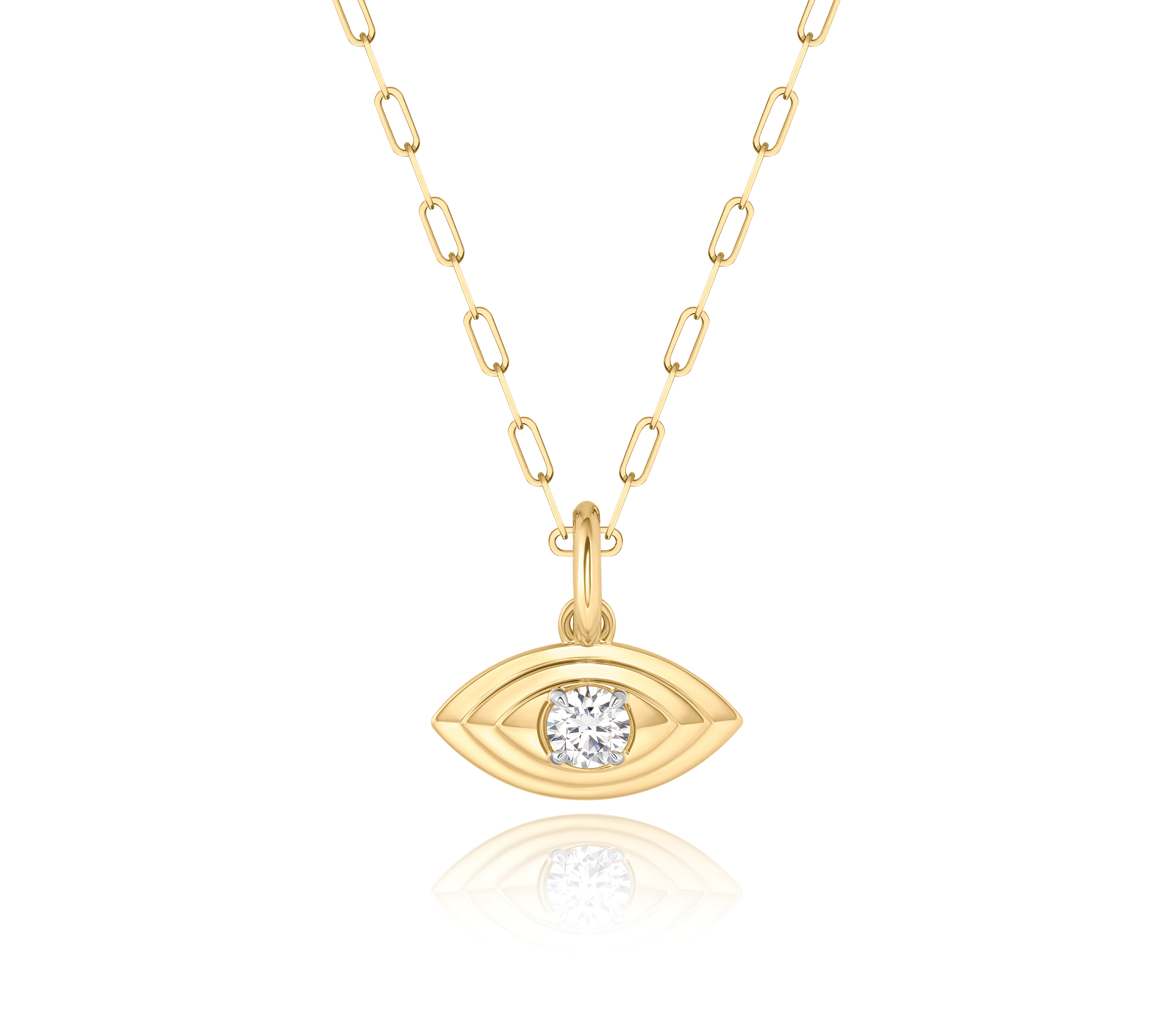 Round Diamond Evil Eye Layered Necklace