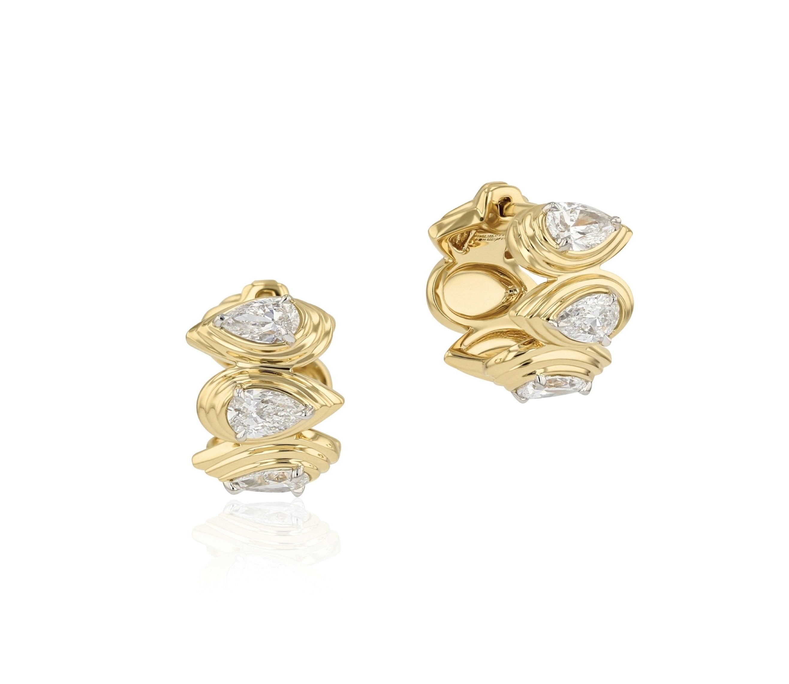 Pear Shape Diamond Layered Pear Mini Hoops