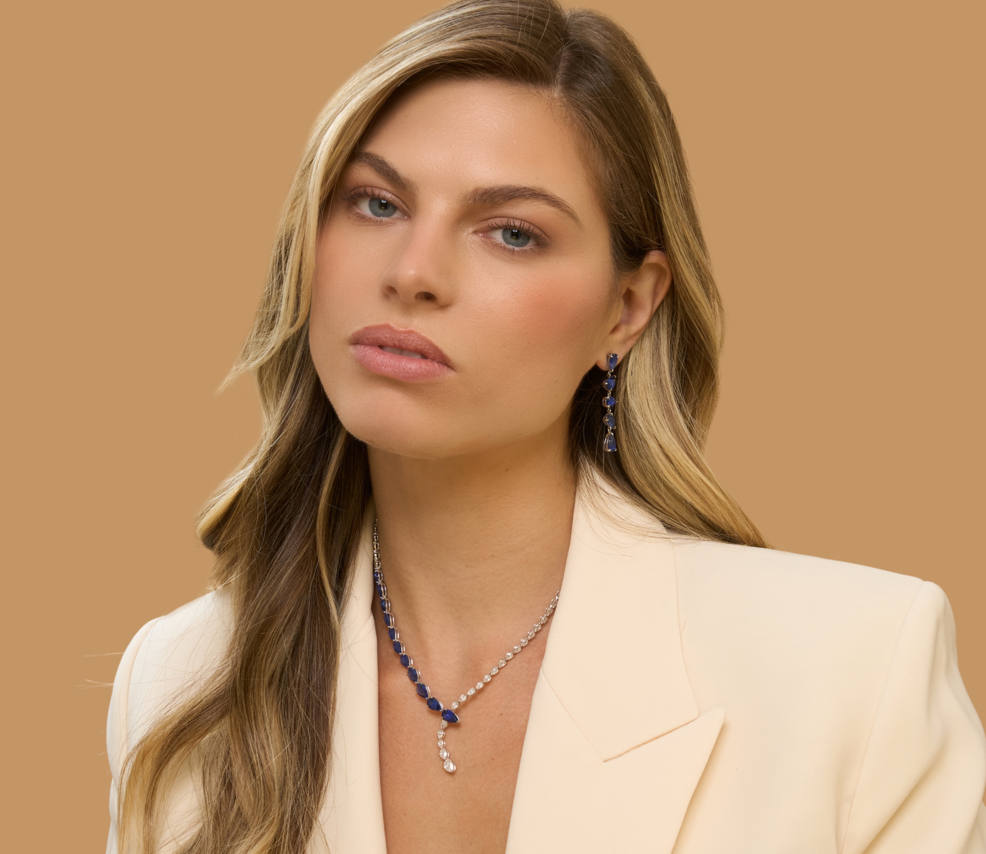 Pear Shape Diamond & Sapphire Seraph Necklace