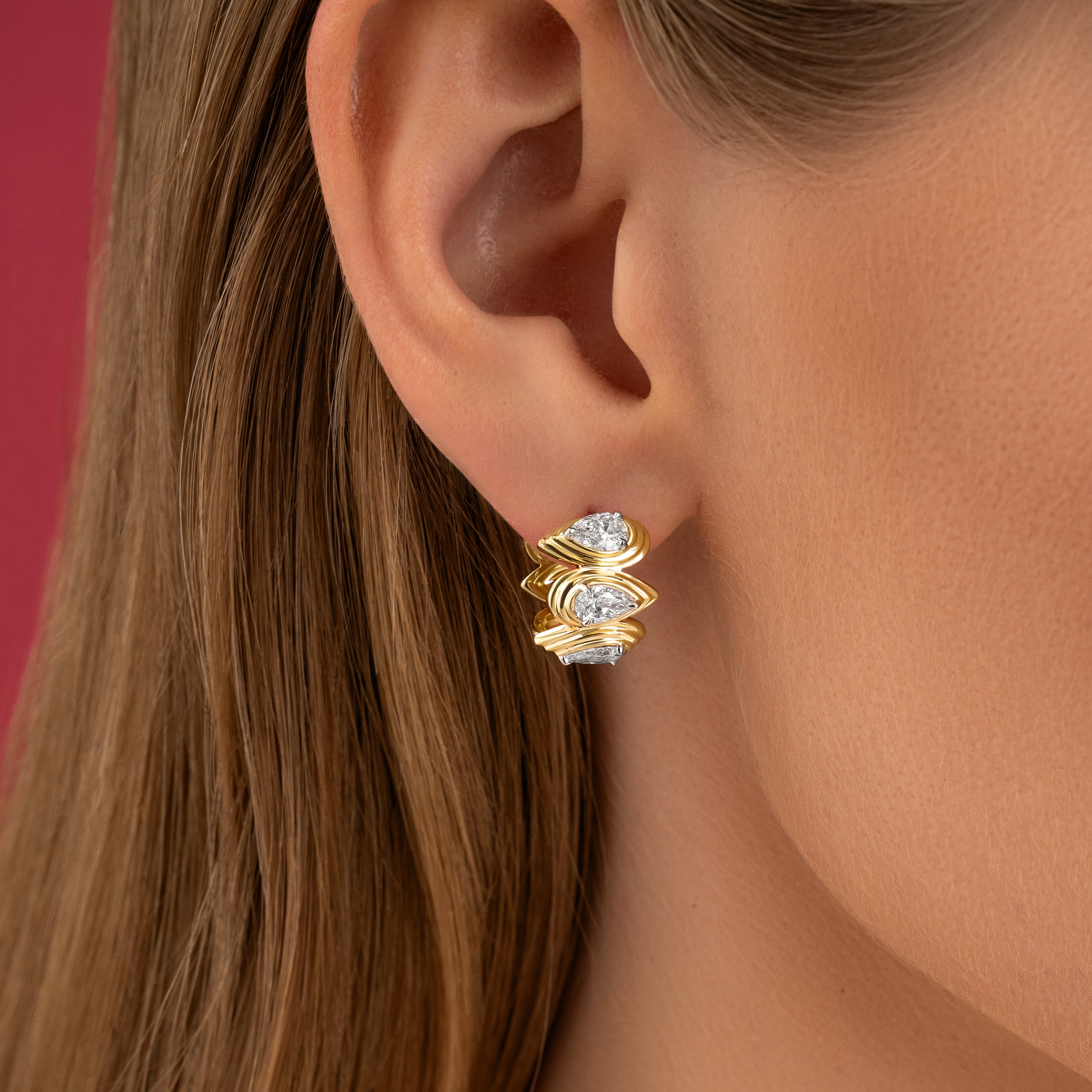 Pear Shape Diamond Layered Pear Mini Hoops