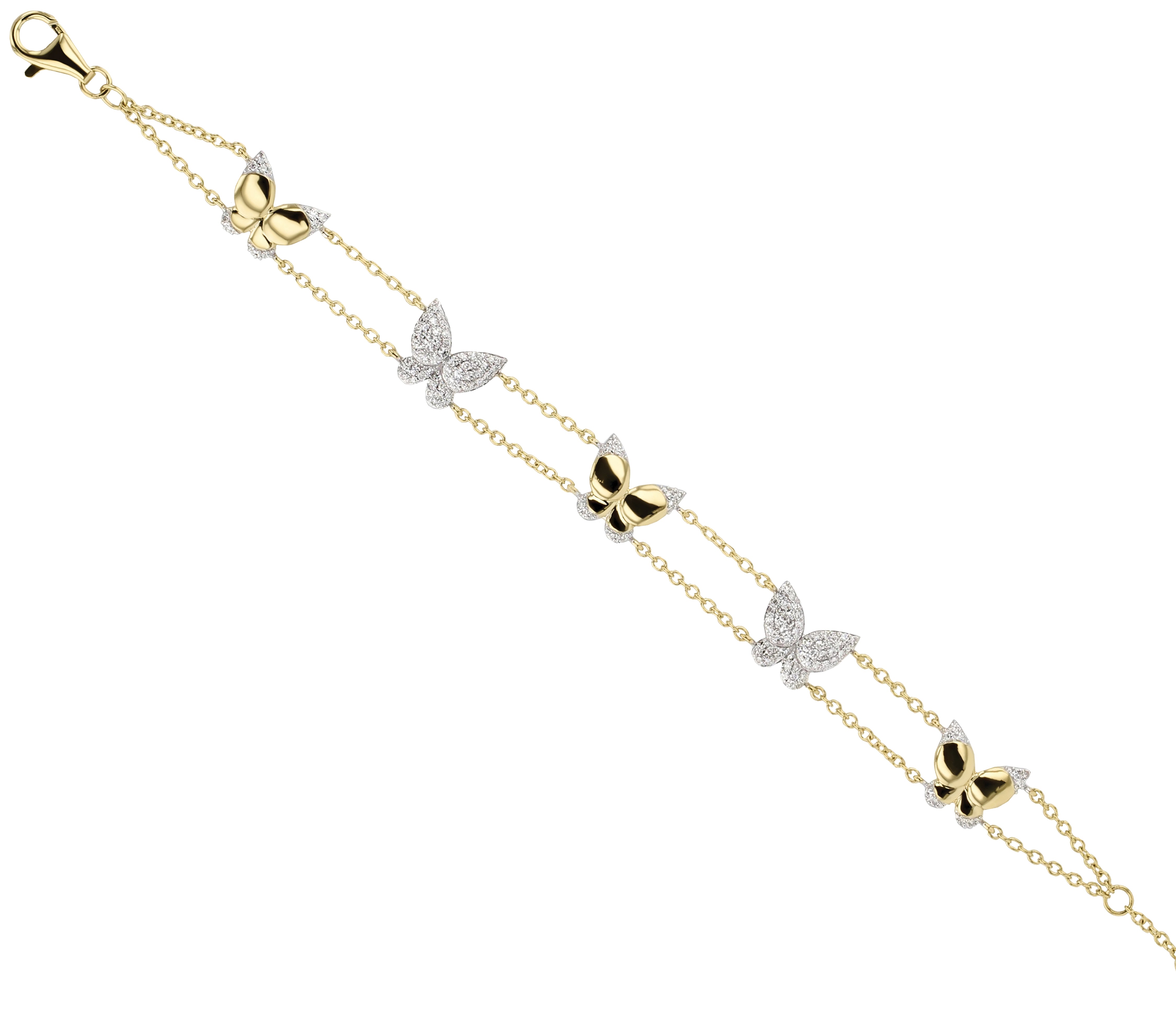 Five Station Alternating Butterfly Bracelet