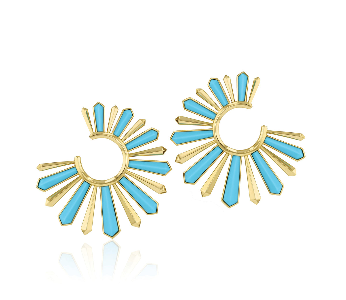 Turquoise Feather Aura Stud Earrings