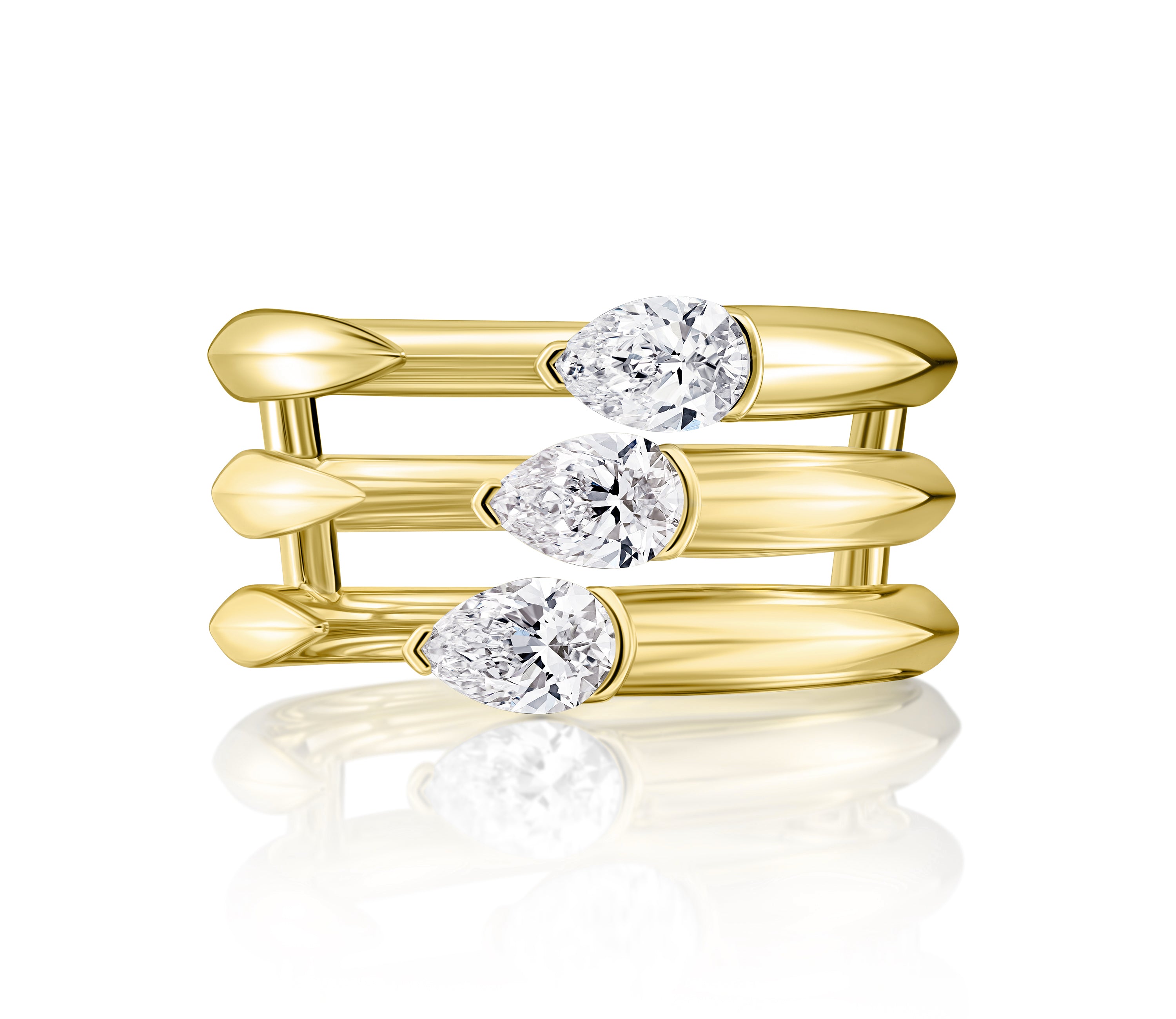 Three Pear Shape Diamond Ring