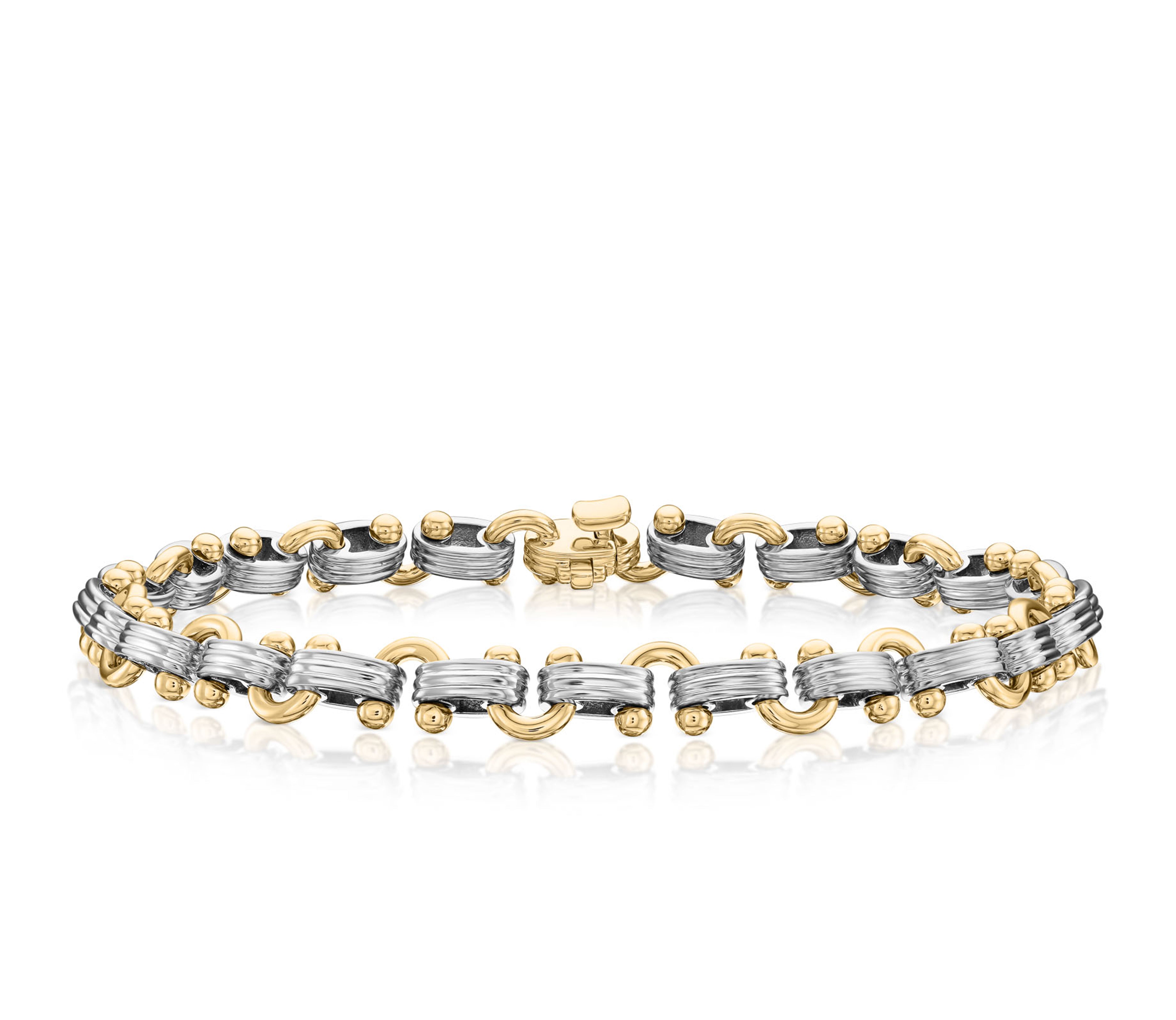 Gold and Titanium U Link Link Chain Bracelet