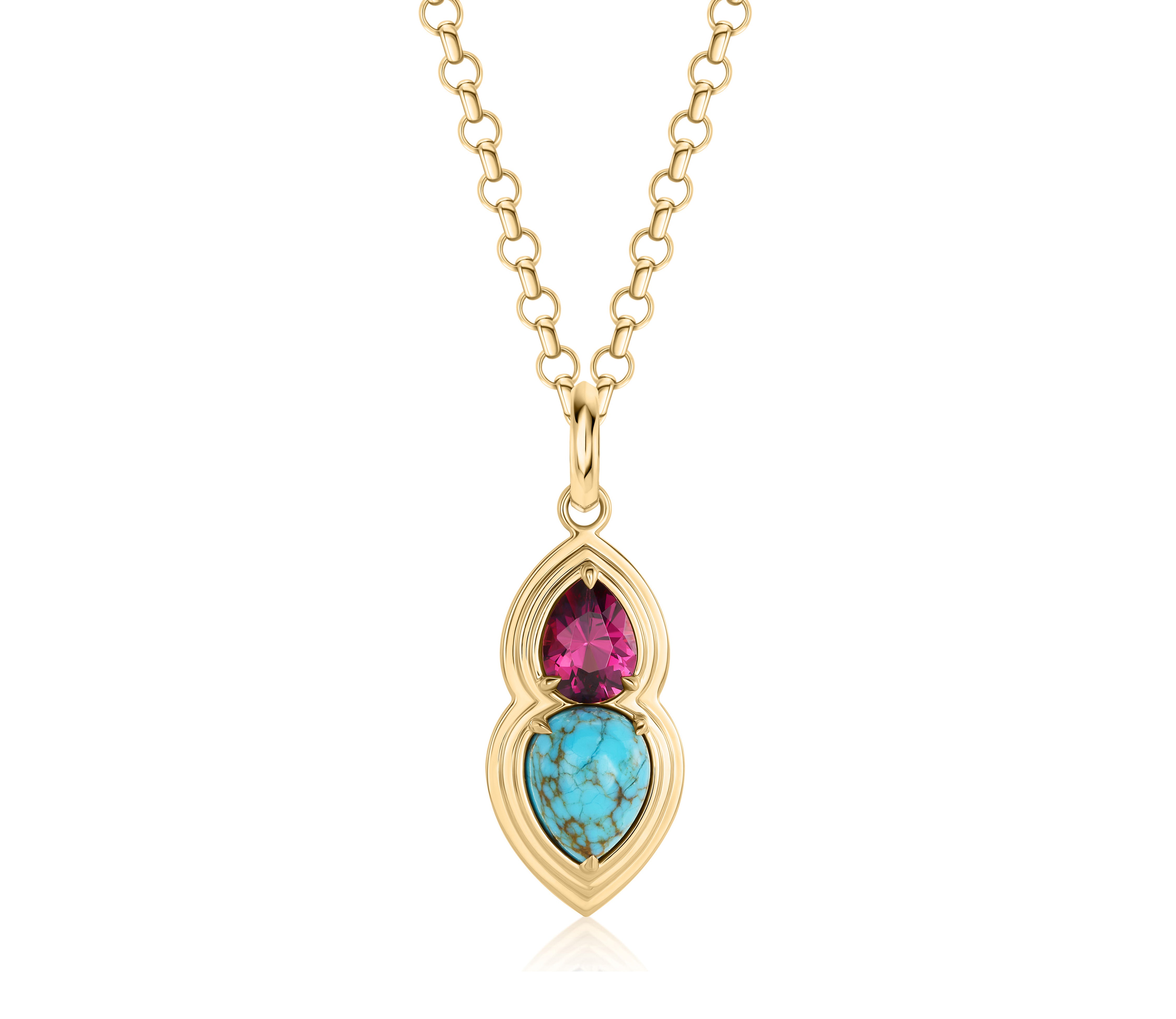 Rhodolite & Turquoise Pear Necklace