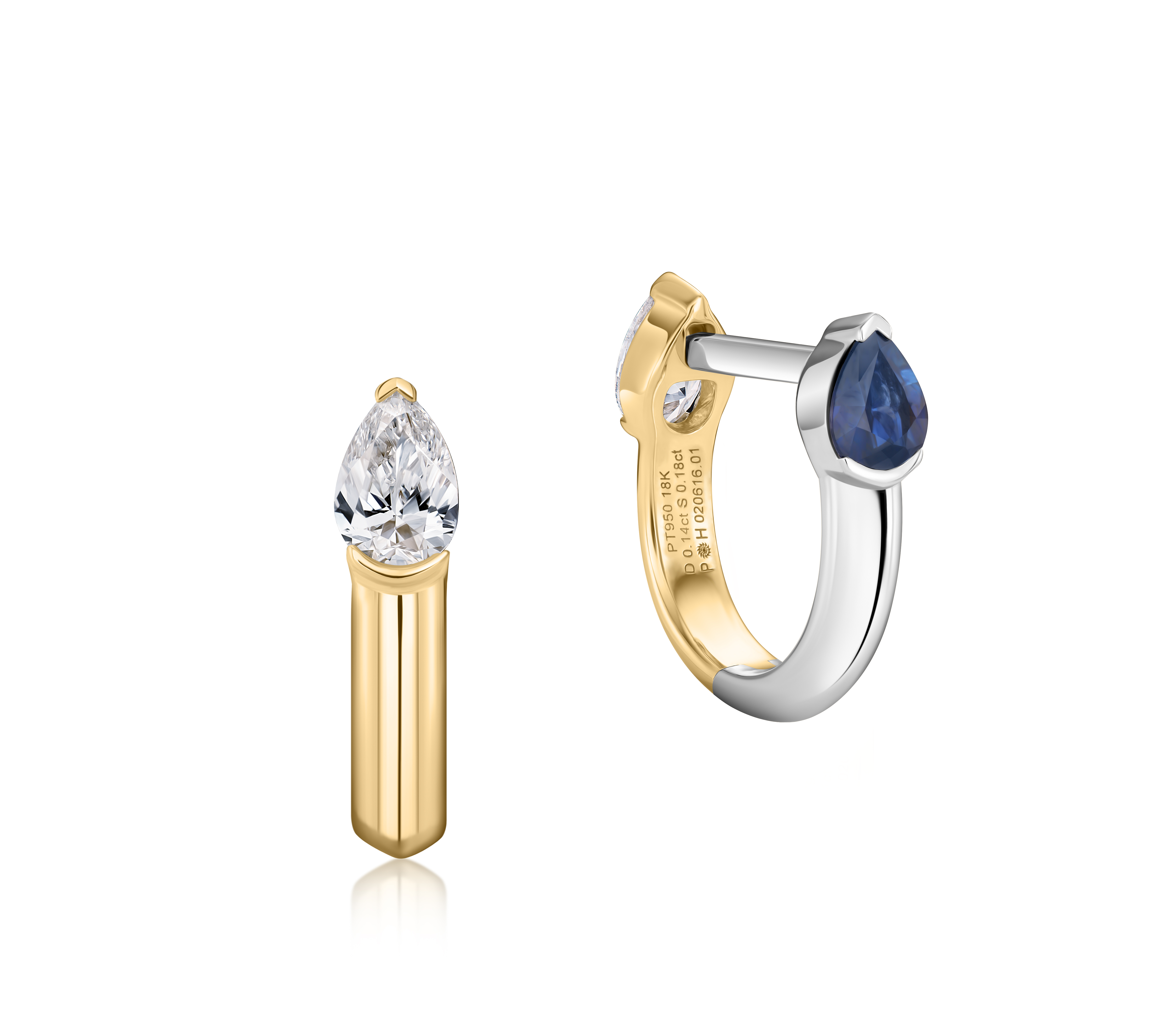 Pear Shape Diamond & Sapphire Mini Mood Huggies