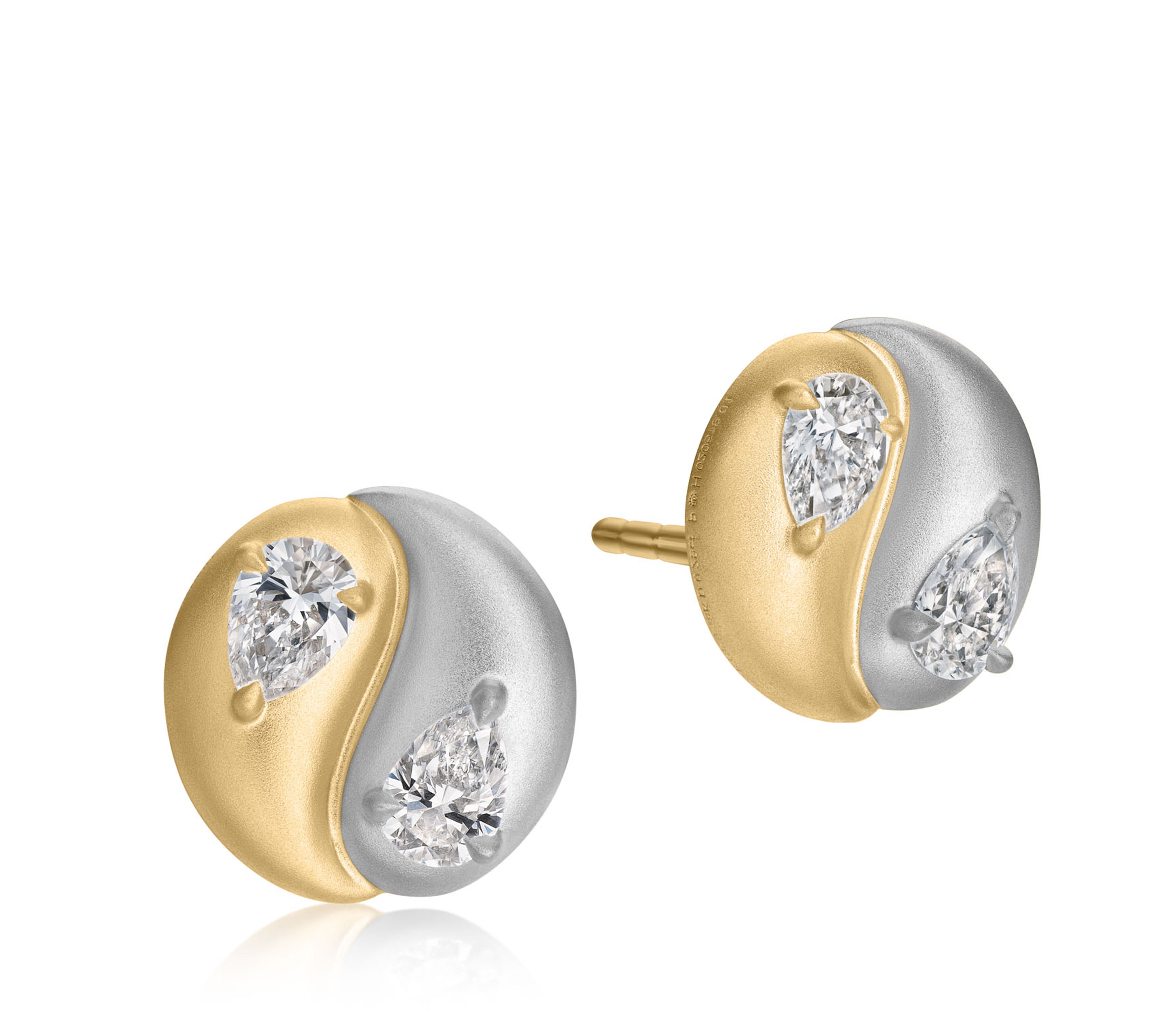 Pear Shape Diamond Yin Yang Mini Studs