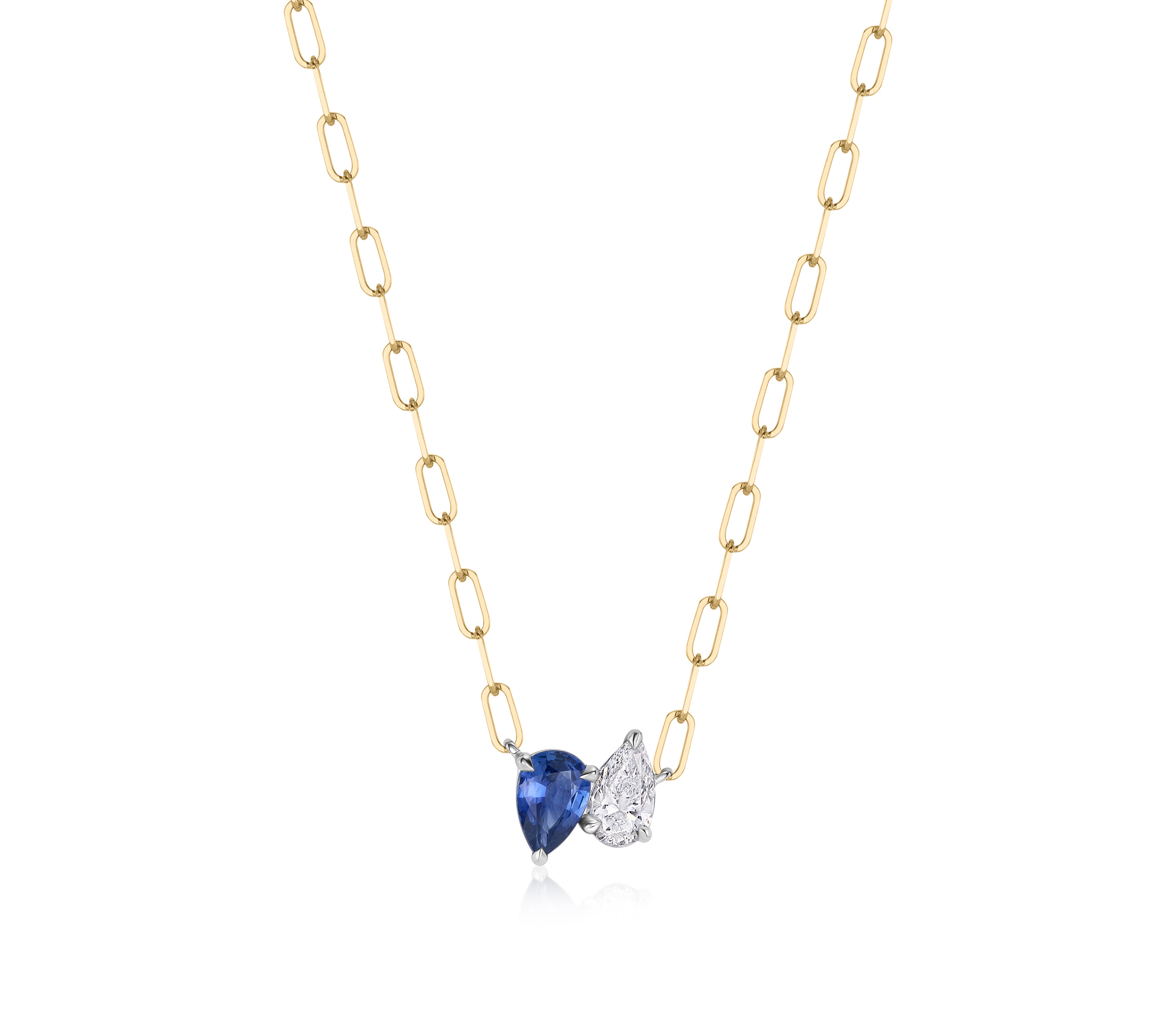 Diamond & Sapphire Up Down Pear Necklace