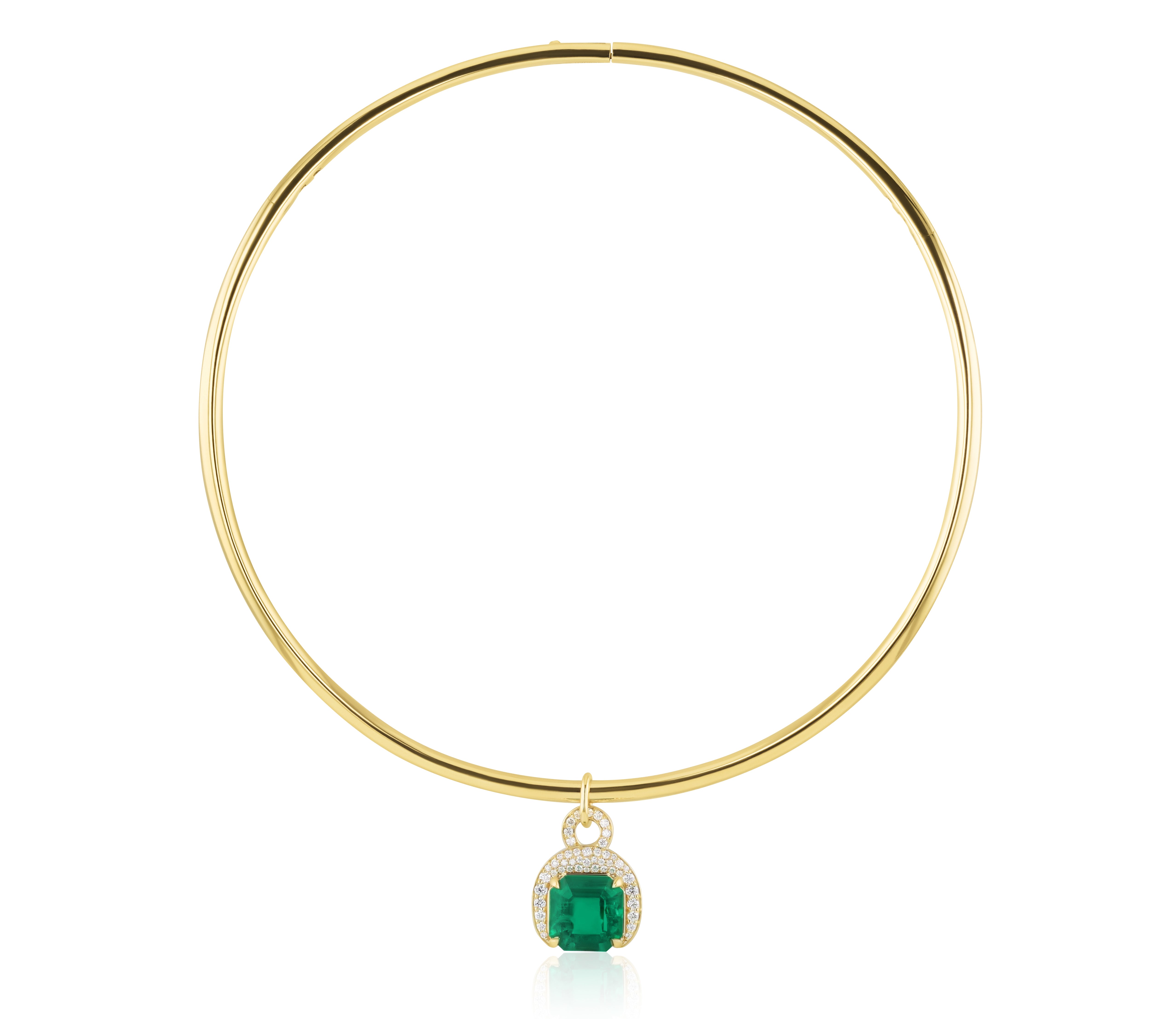 Colombian Emerald & Diamond Asscher-Cut Pirouette Pendant