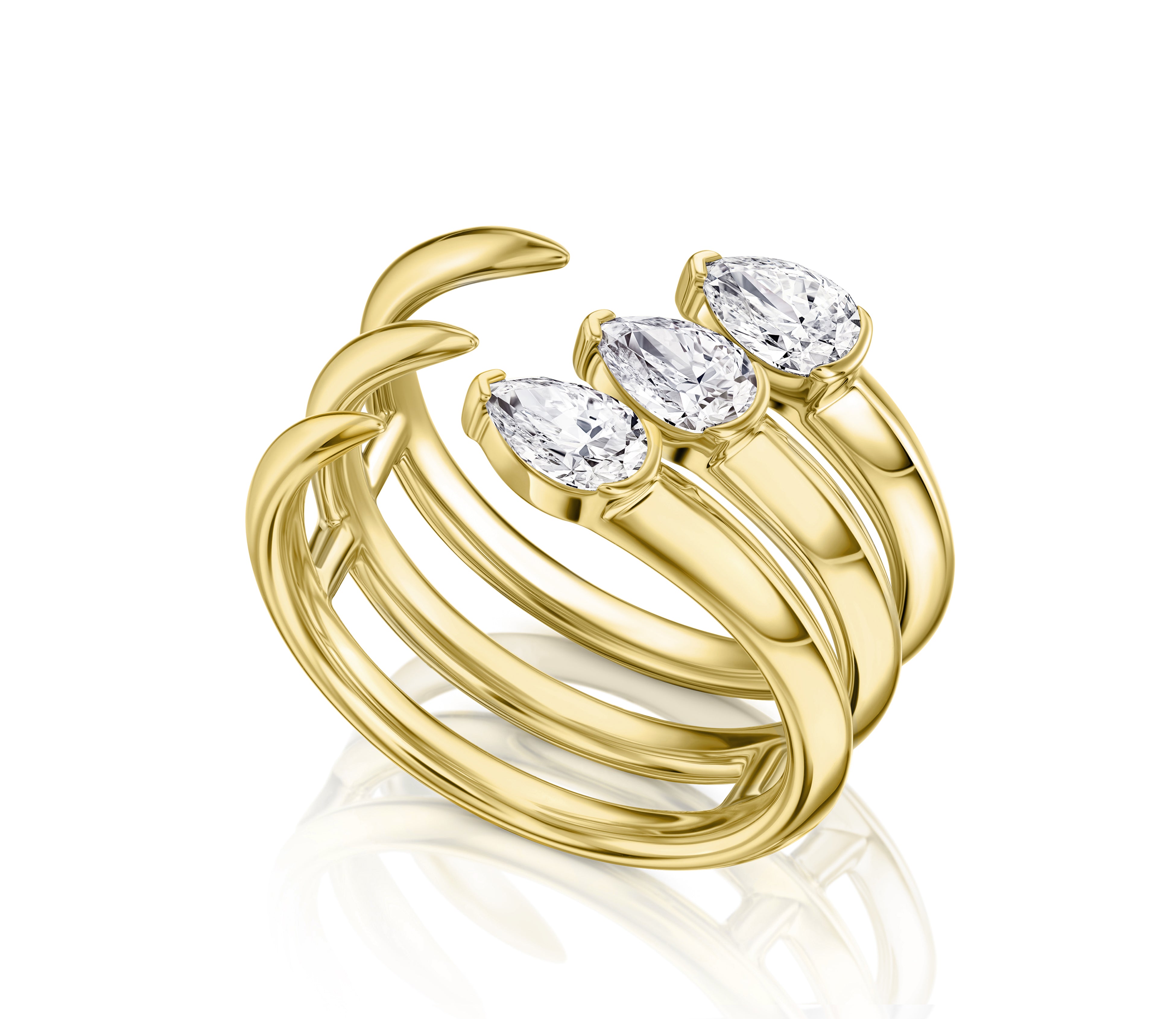 Three Pear Shape Diamond Ring