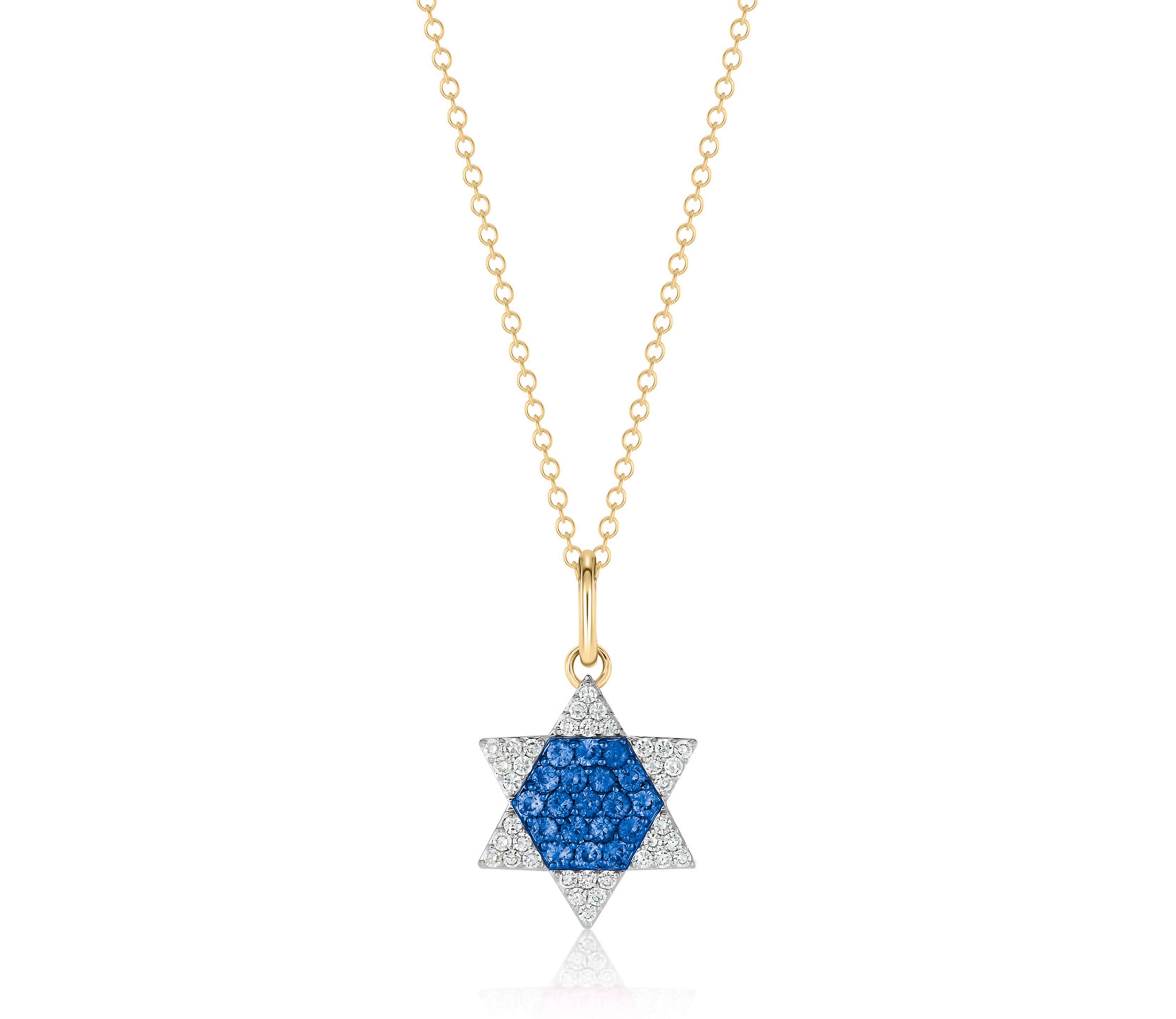 Diamond & Blue Sapphire Infinity Star Of David Necklace