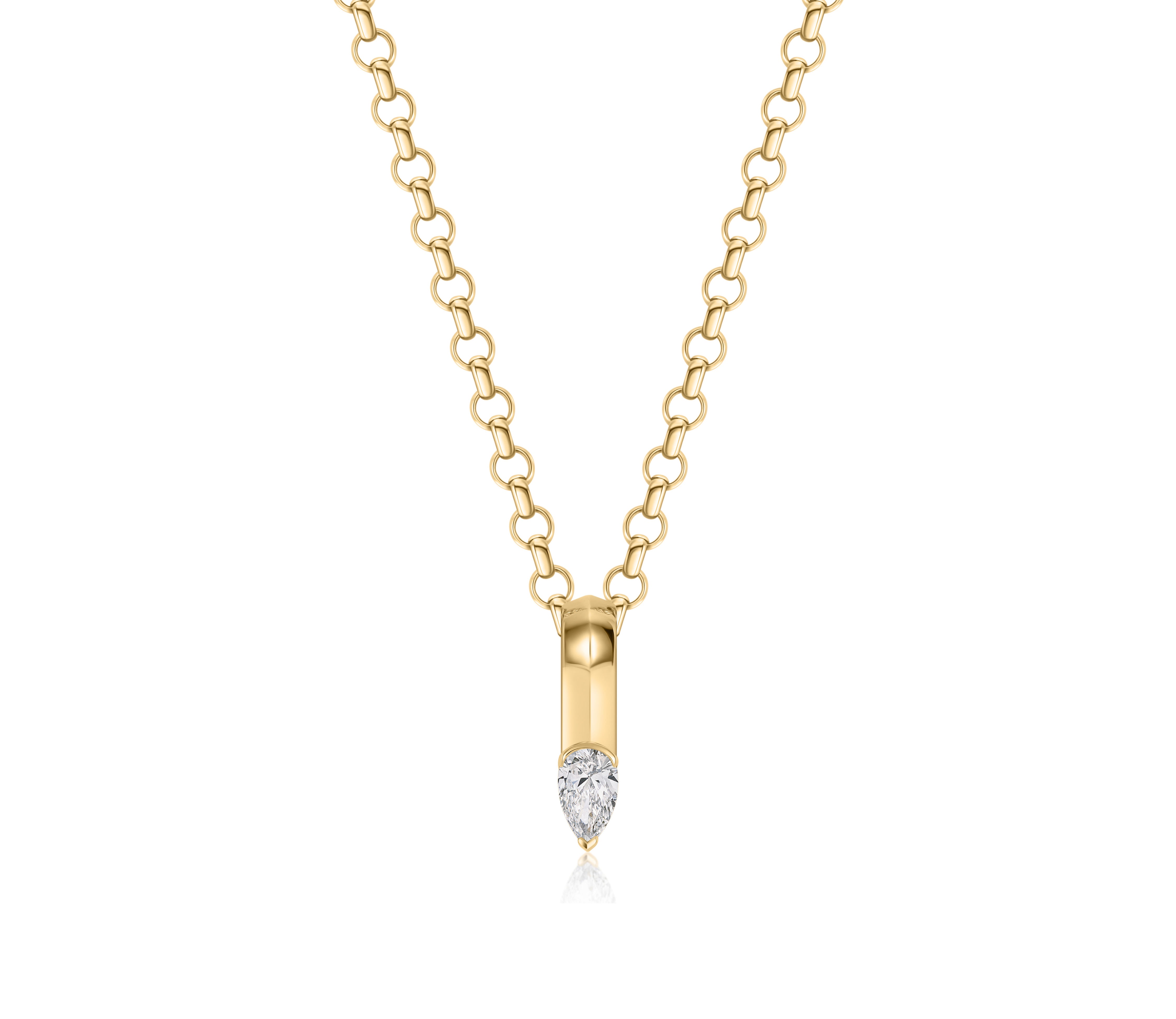 Pear Knife Bale Diamond Necklace