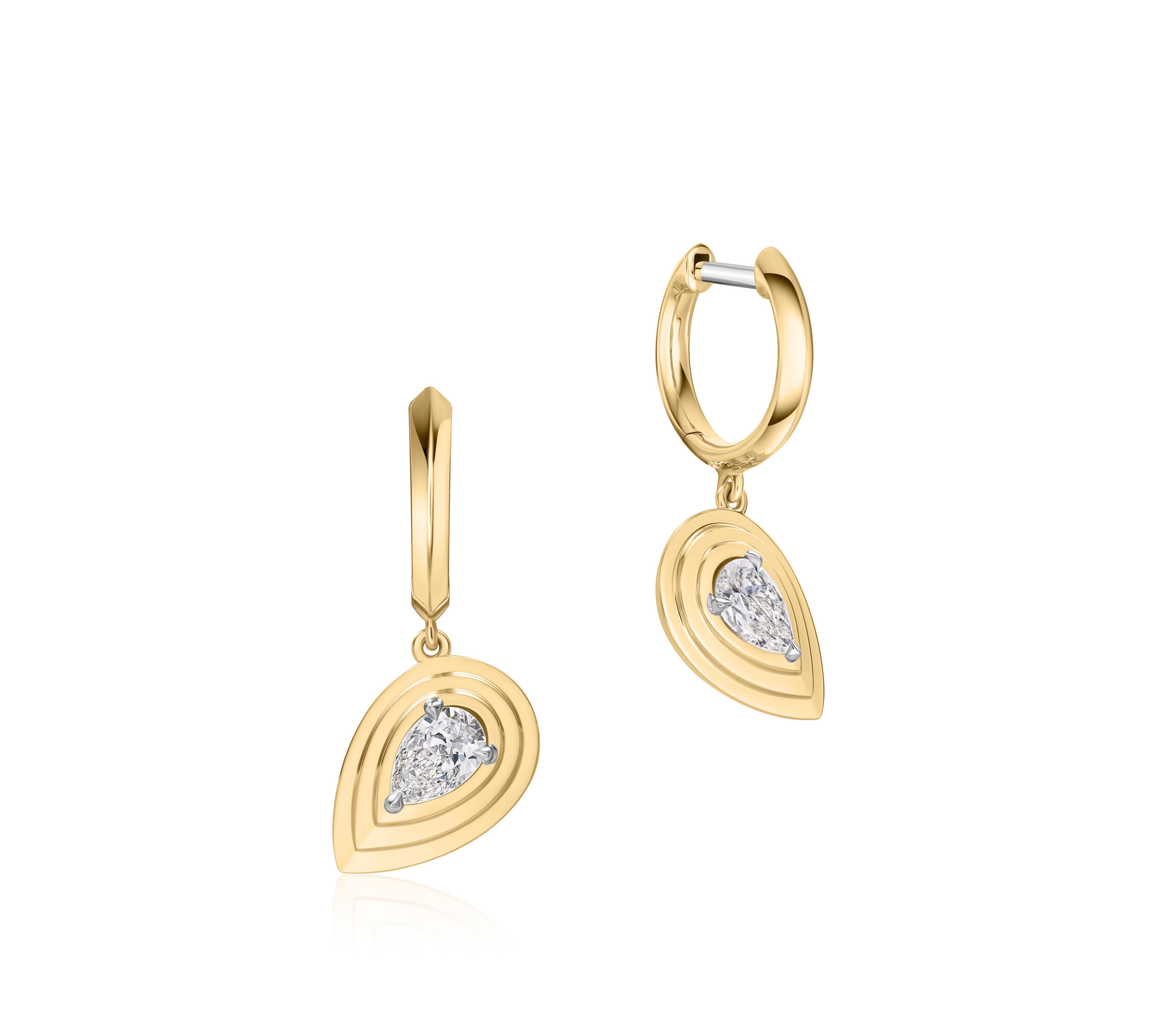 Pear Shape Diamond Flared Huggies