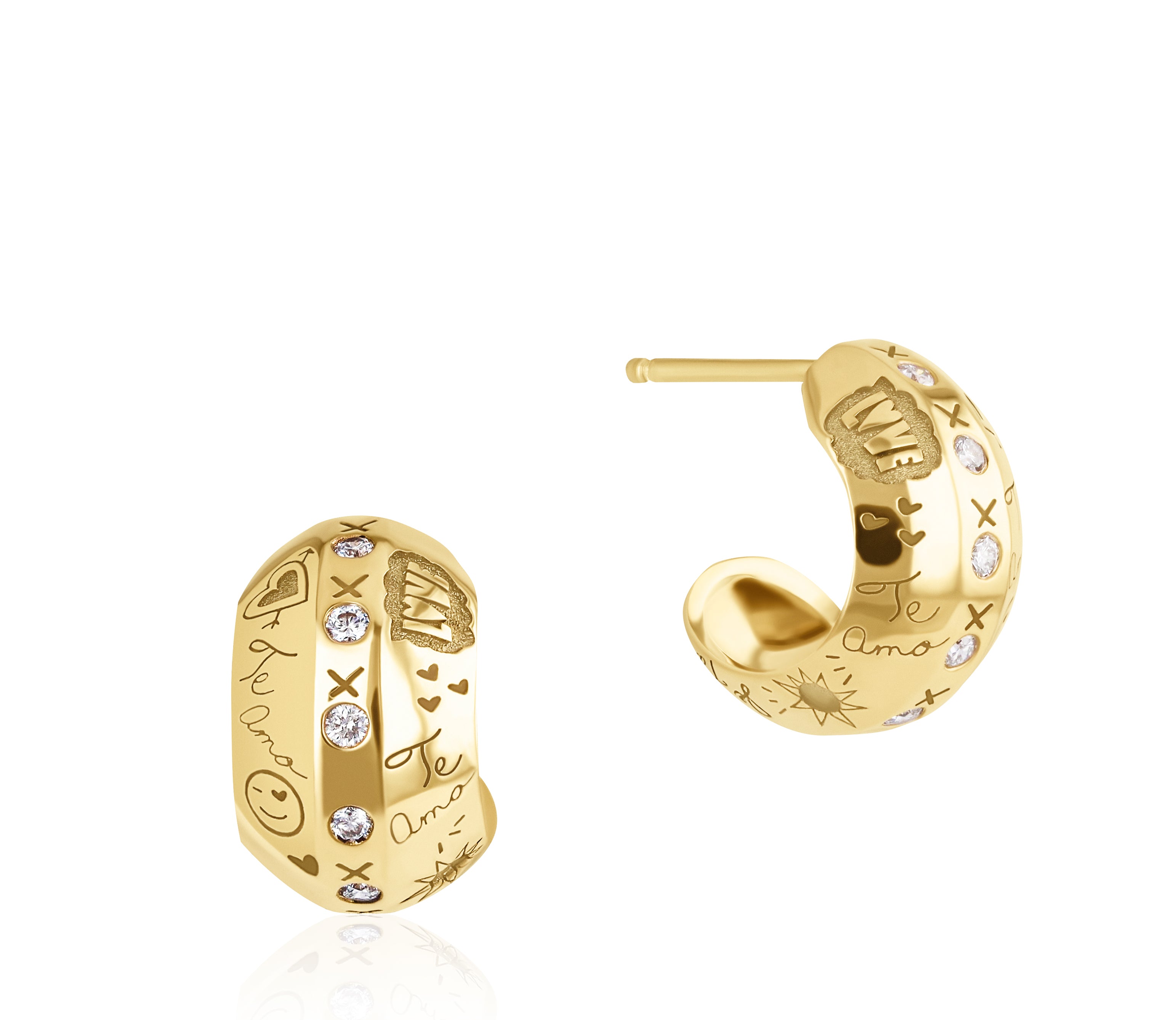 14 mm Love Languages Angled Hoops