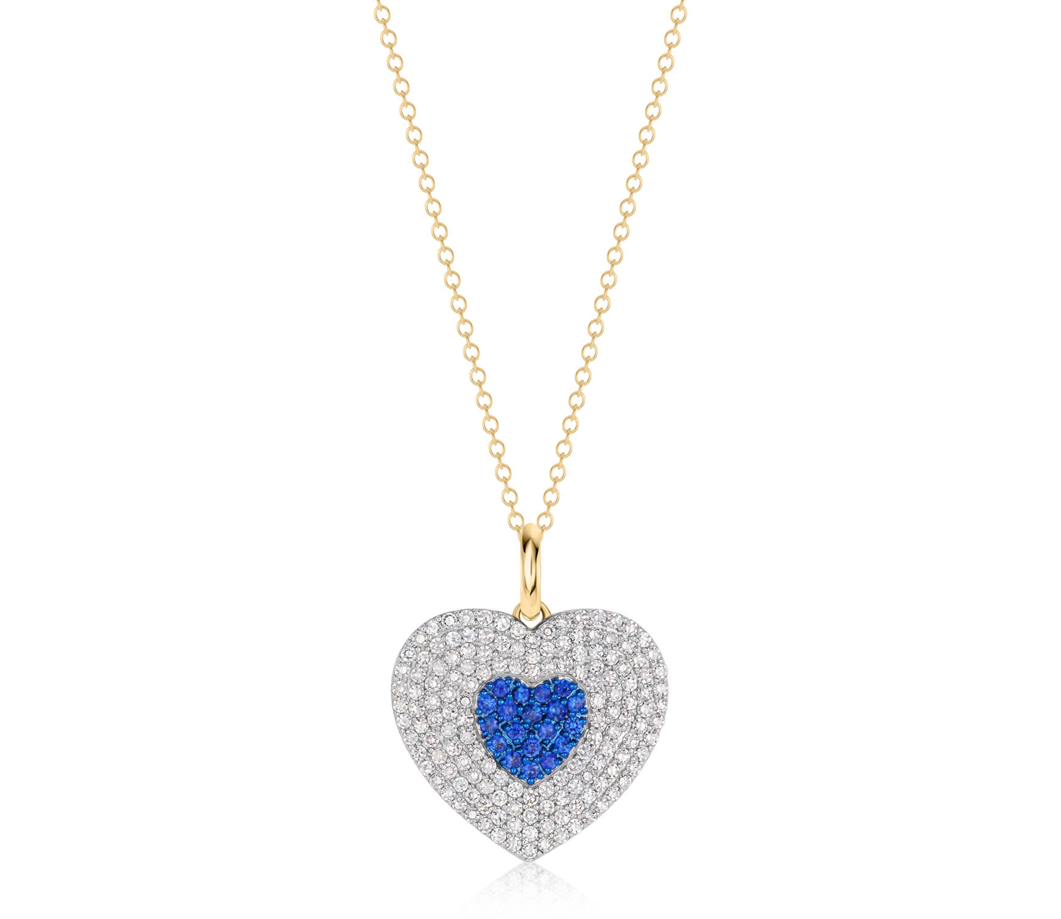 Diamond & Blue Sapphire Infinity Heartbeat Necklace