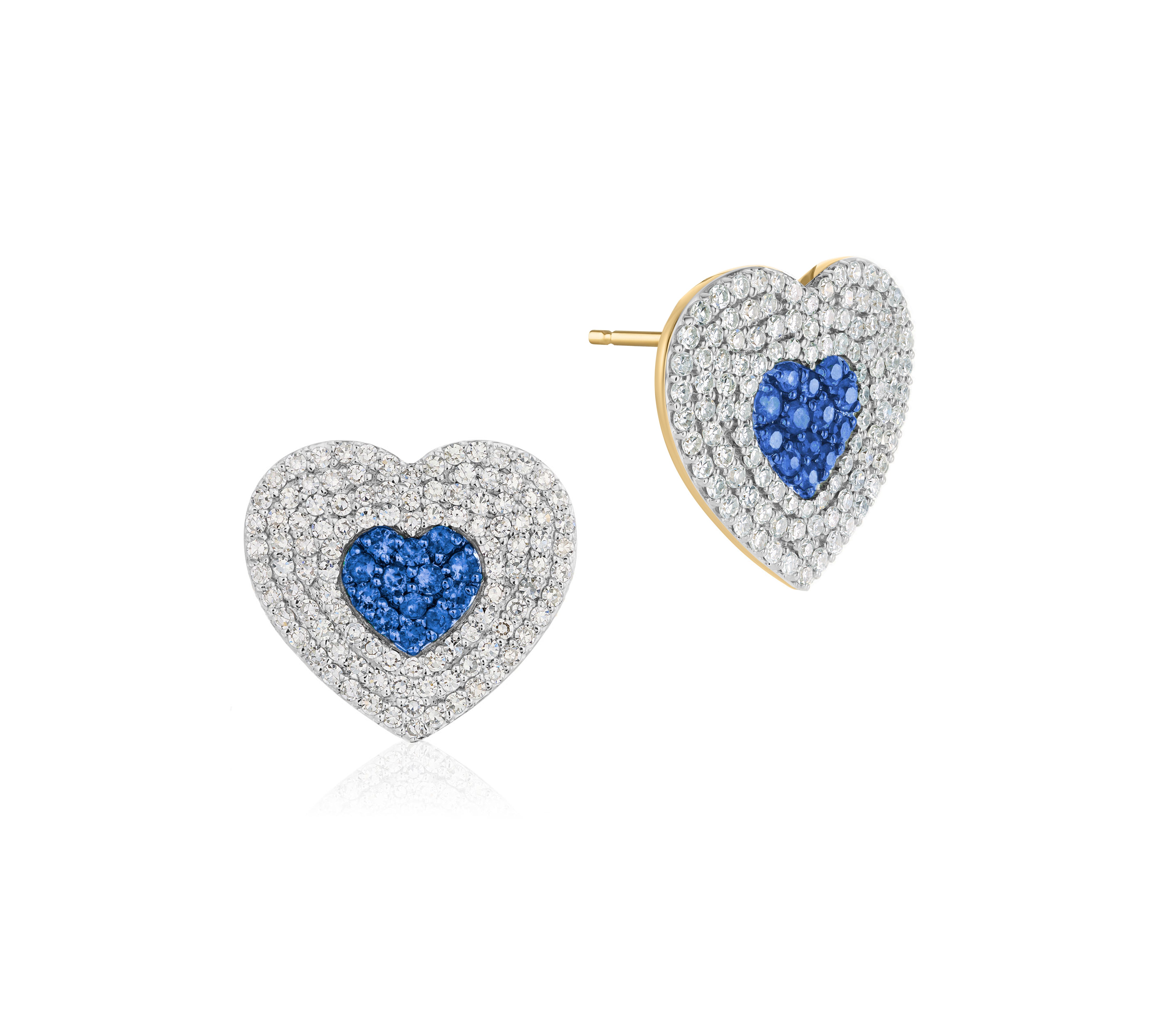 Diamond & Blue Sapphire Infinity Heartbeat Studs