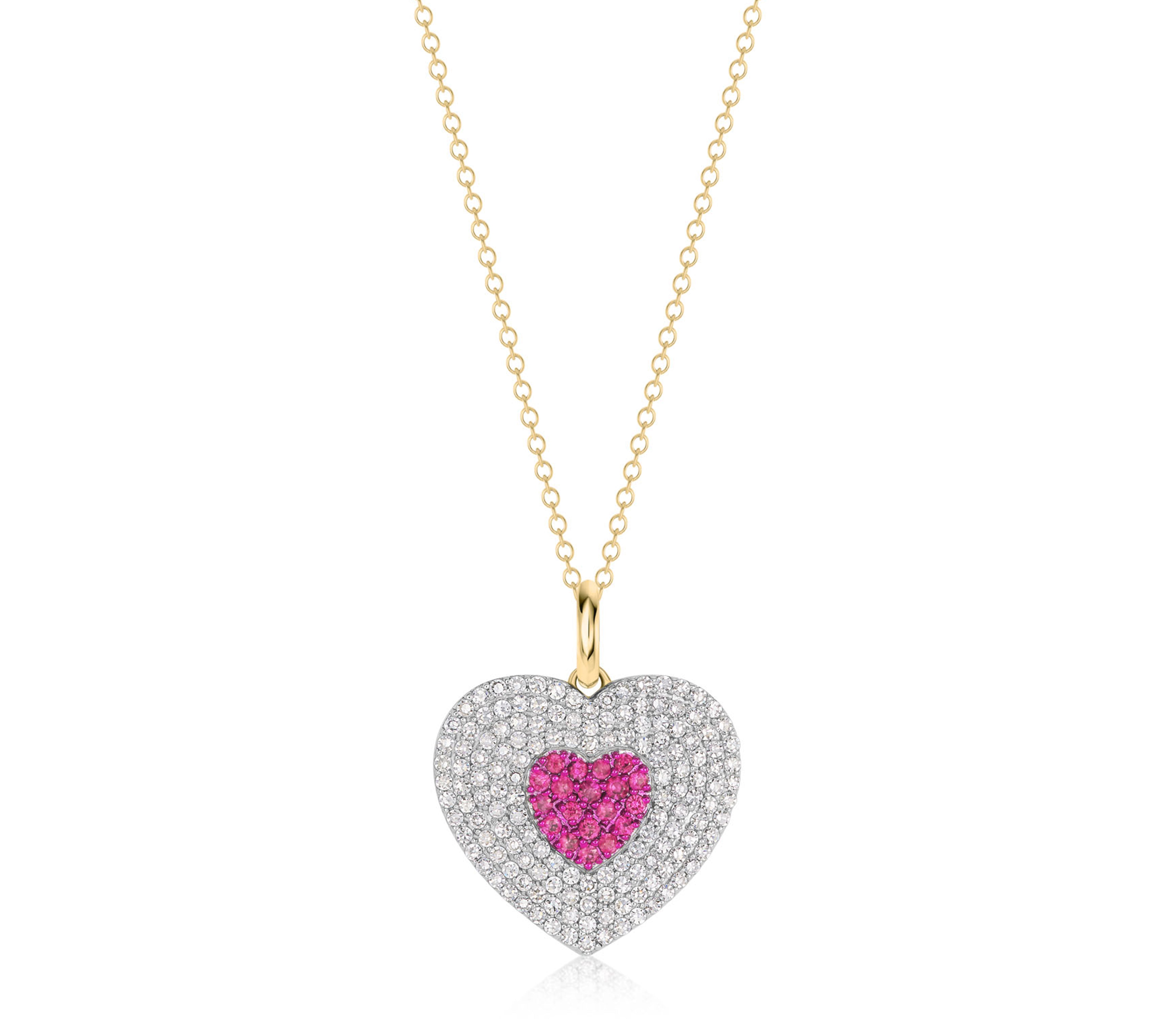 Diamond & Pink Sapphire Infinity Heartbeat Necklace