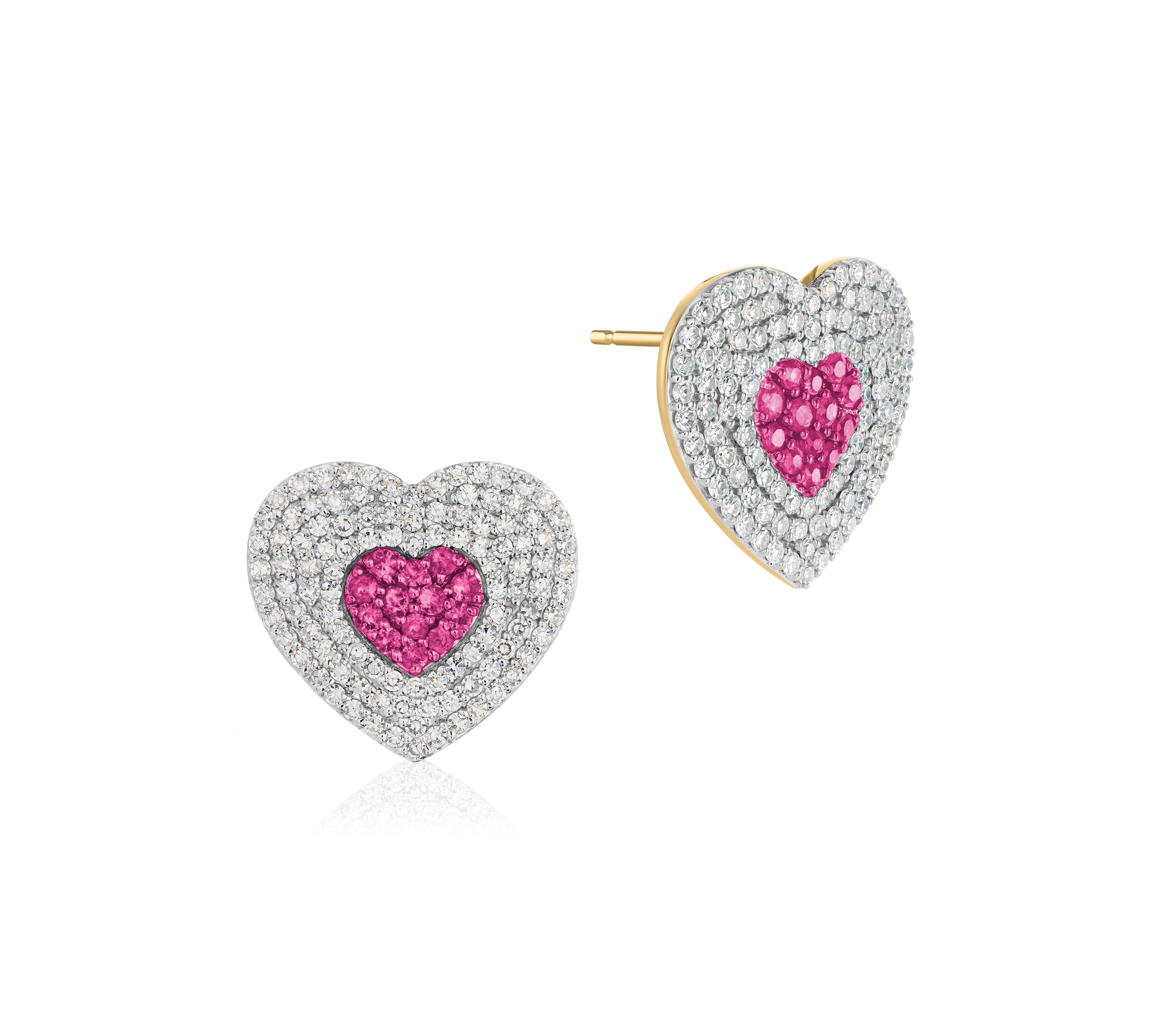 Diamond & Pink Sapphire Infinity Heartbeat Studs