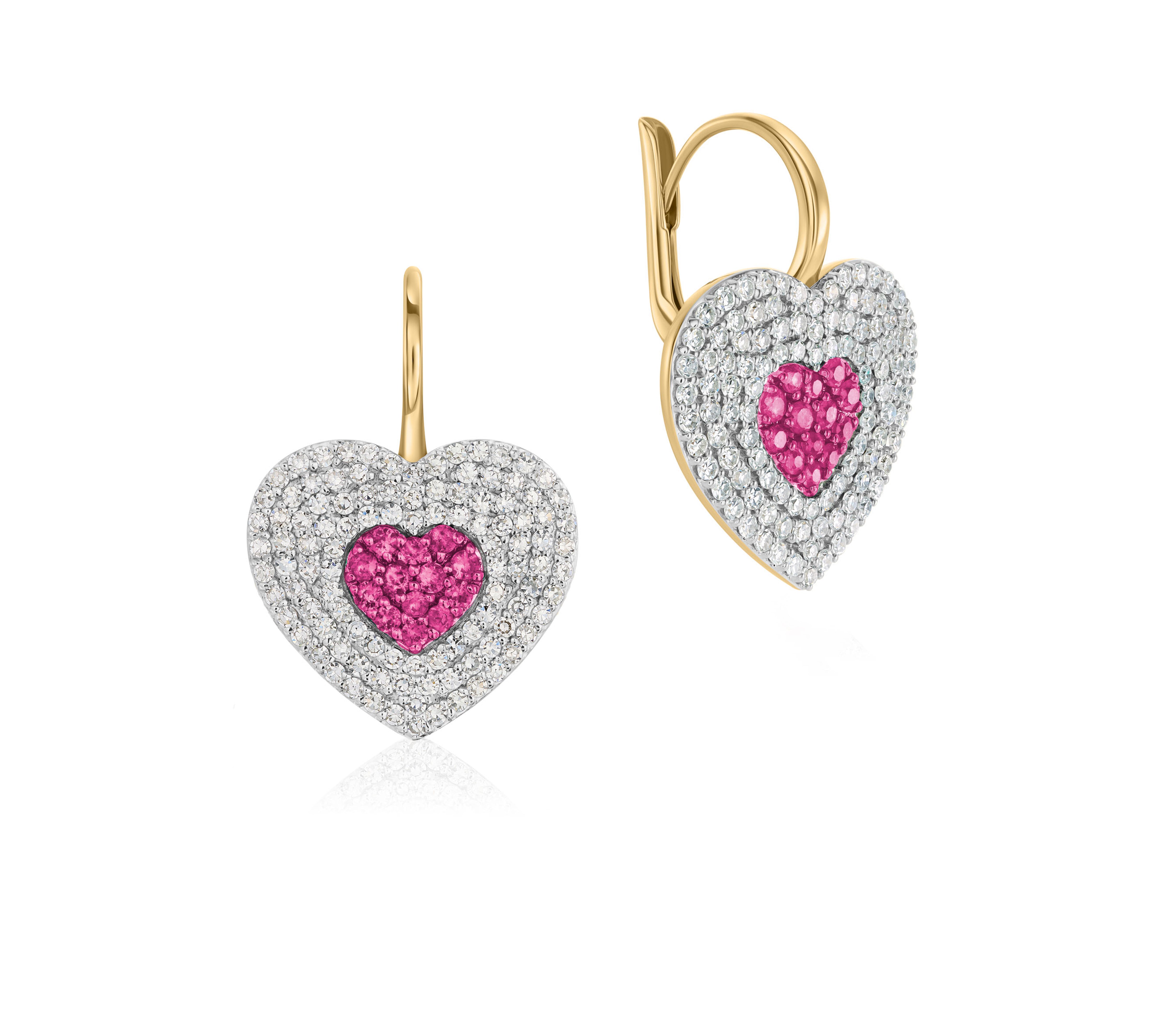 Diamond & Pink Sapphire Infinity Heartbeat Leverbacks