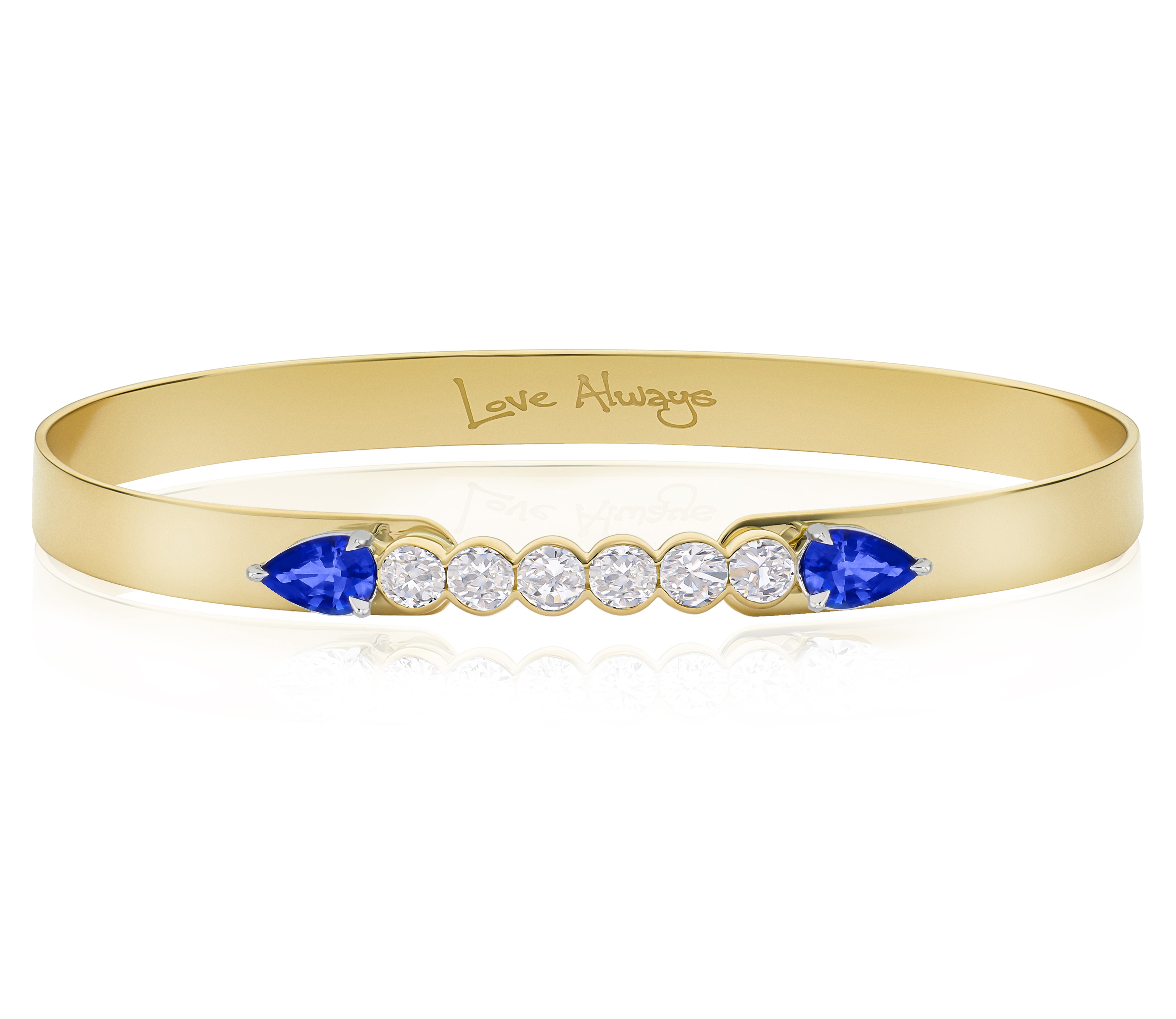 Double Pear Sapphires & Round Diamonds Love Always Bracelet