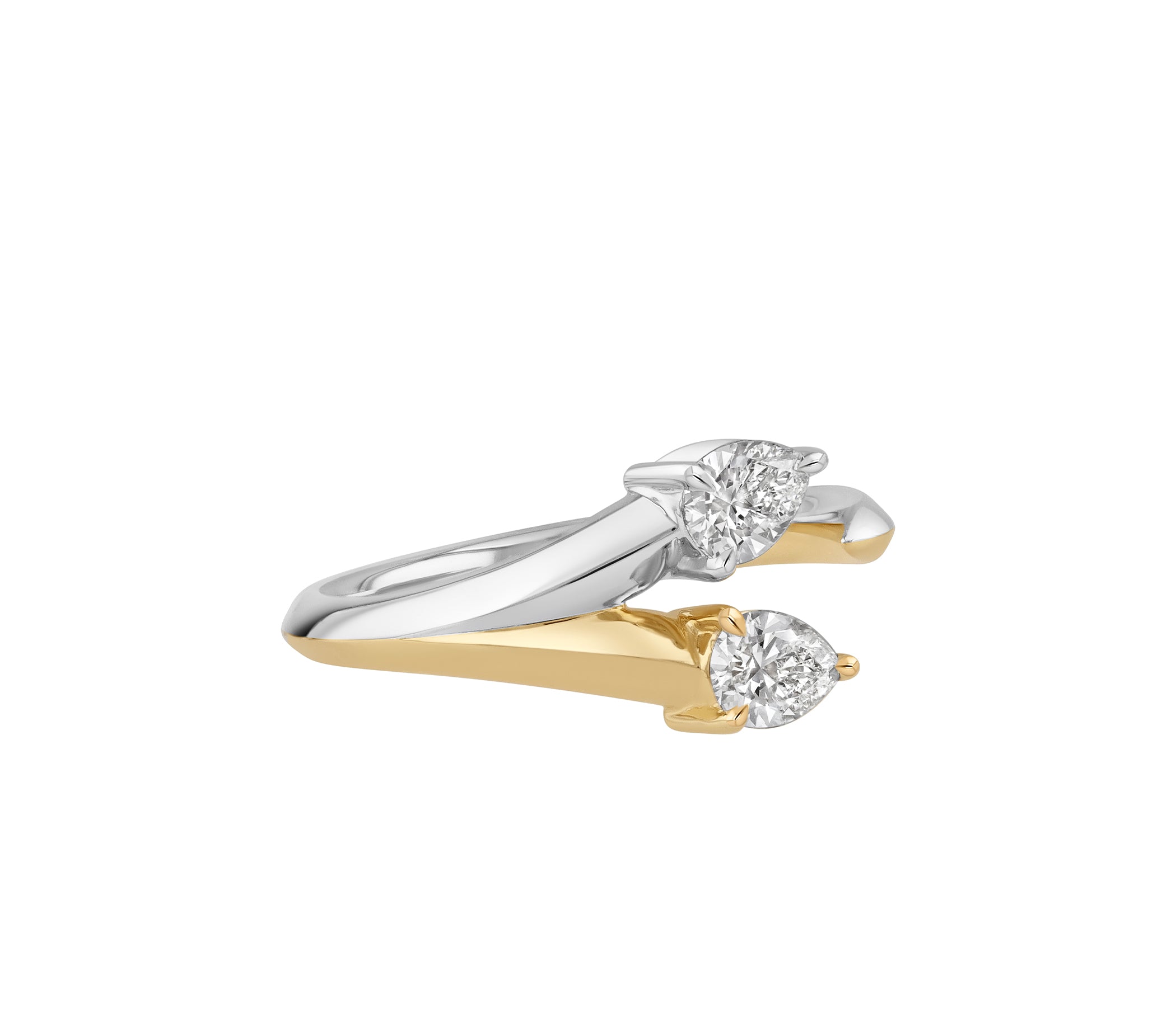 Pear Diamond Two Tone Y Shank Ring