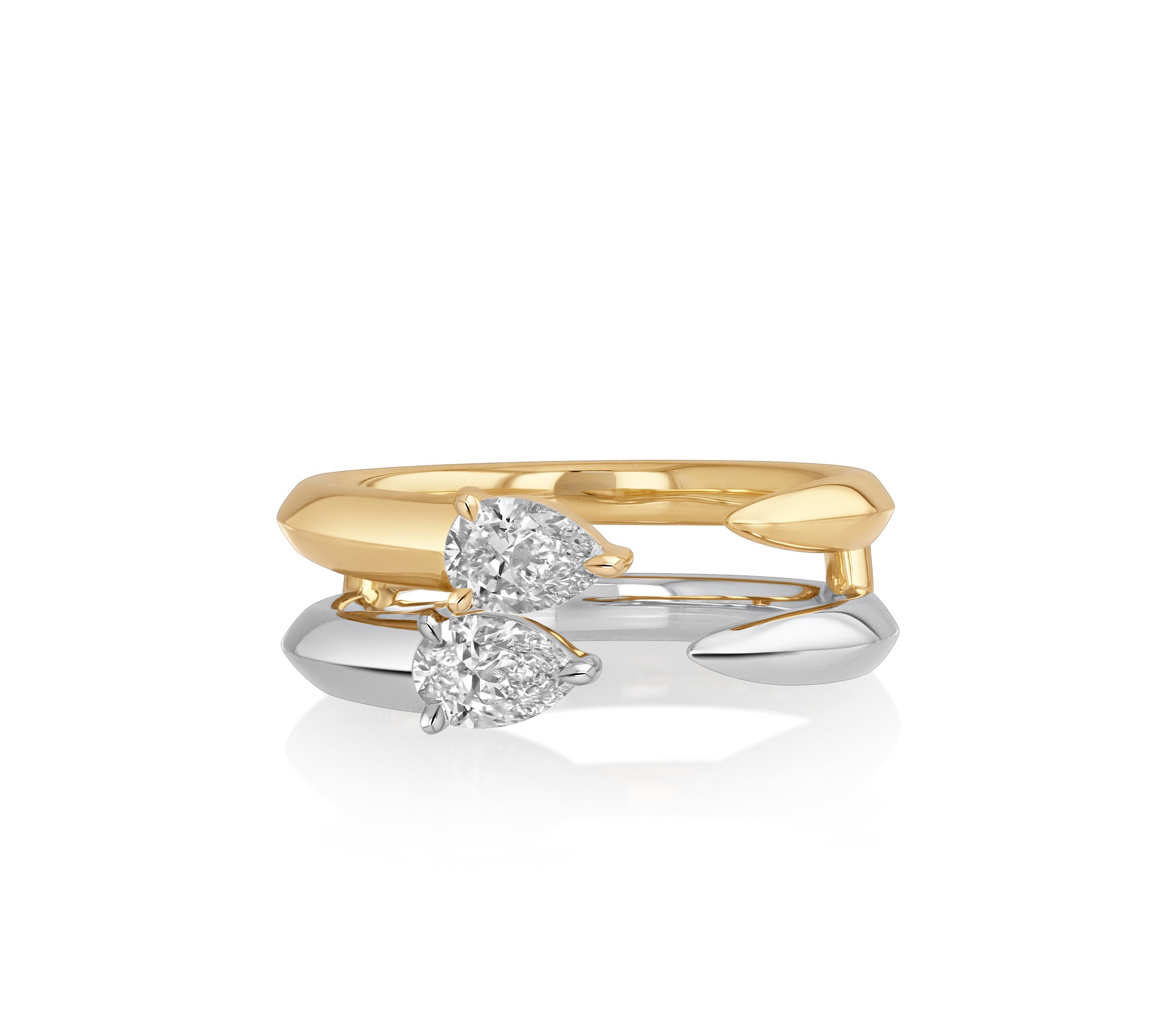 Two Tone Double Pear Ring