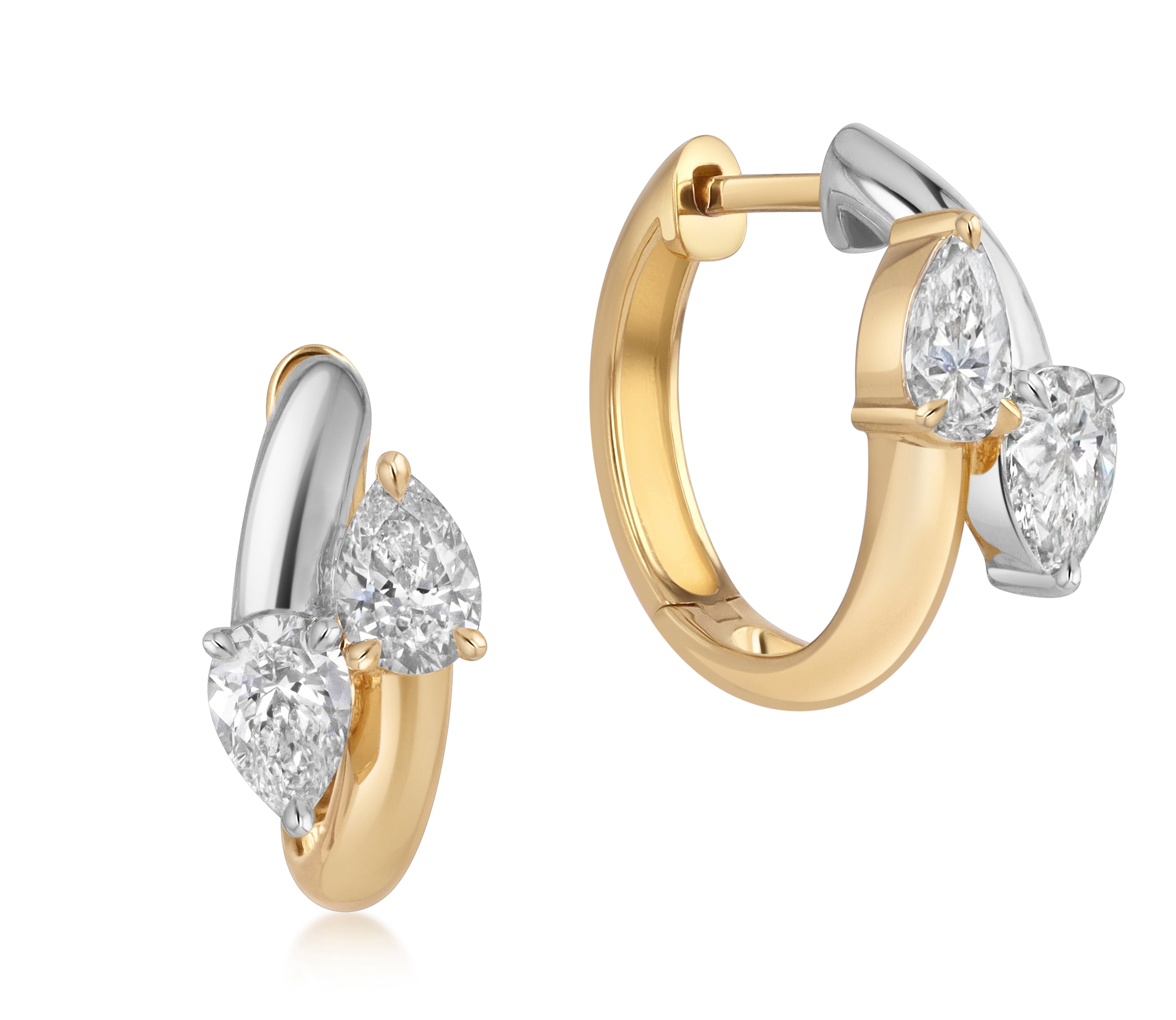 Interlocking Two Tone Diamond Hoops