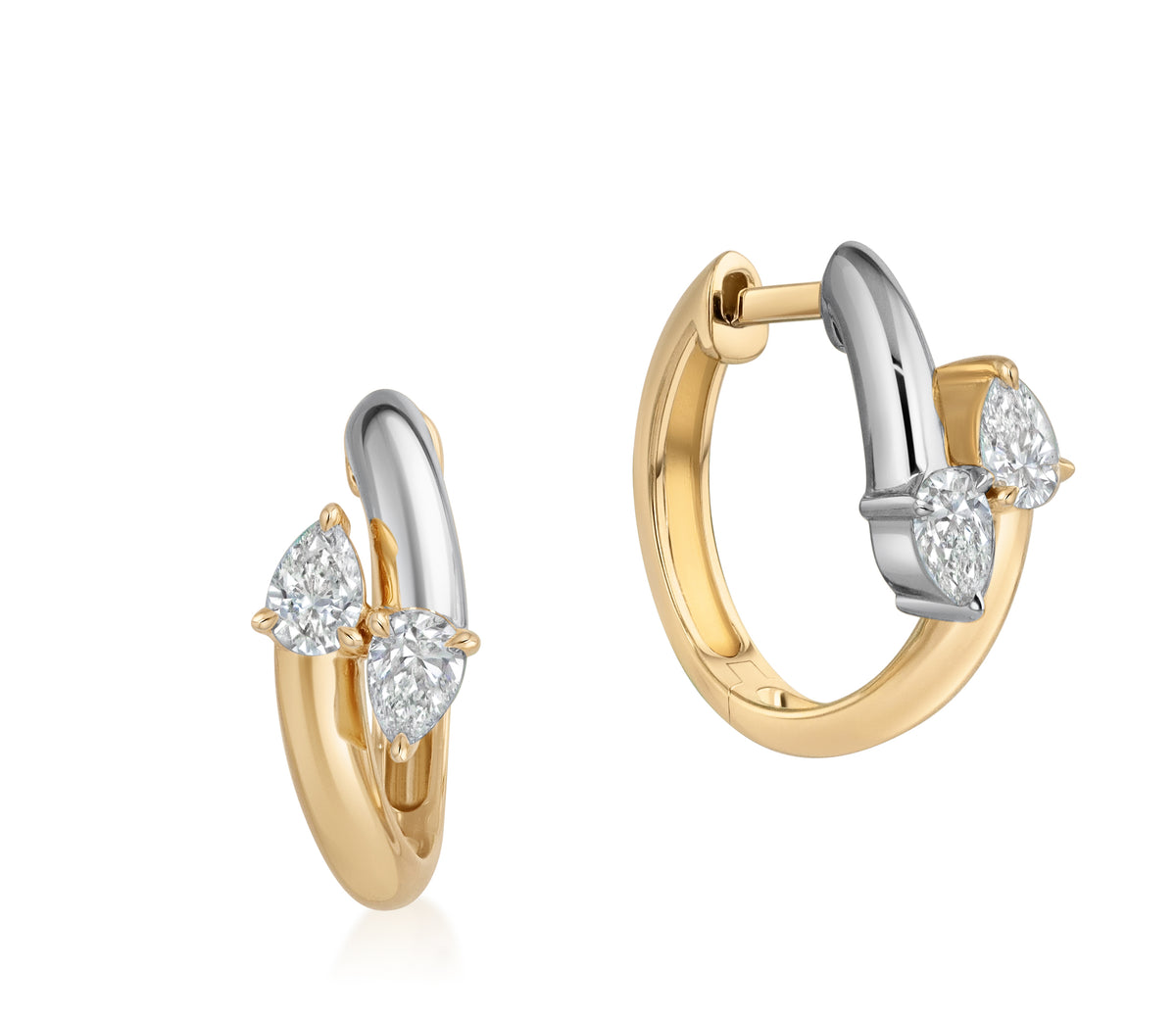 Interlocking Two Tone Diamond Mini Hoops
