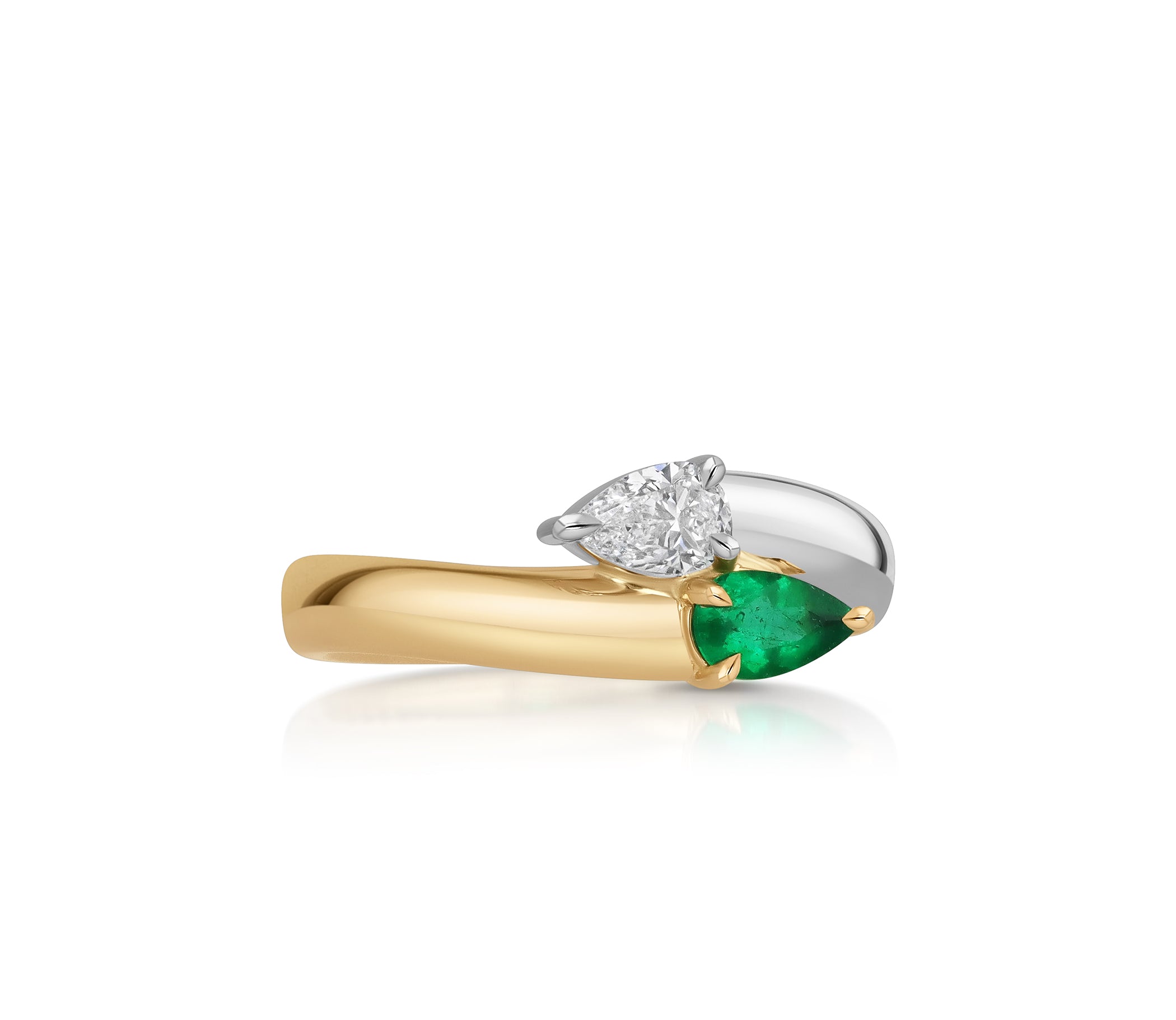 Colombian Emerald & Double Pear Intertwine Ring