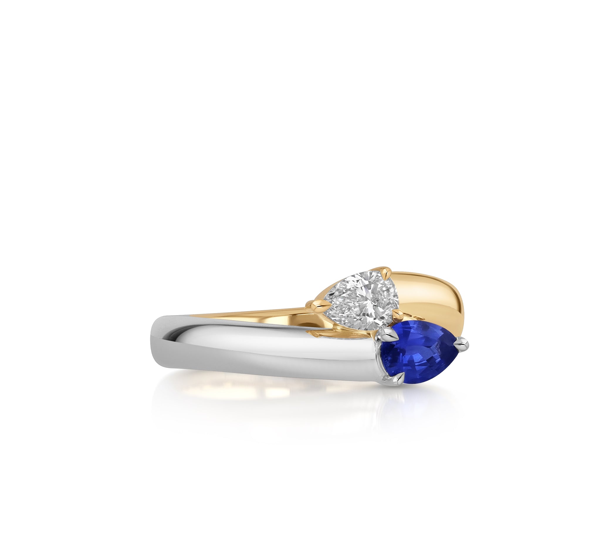 Blue Sapphire & Double Pear Intertwine Ring