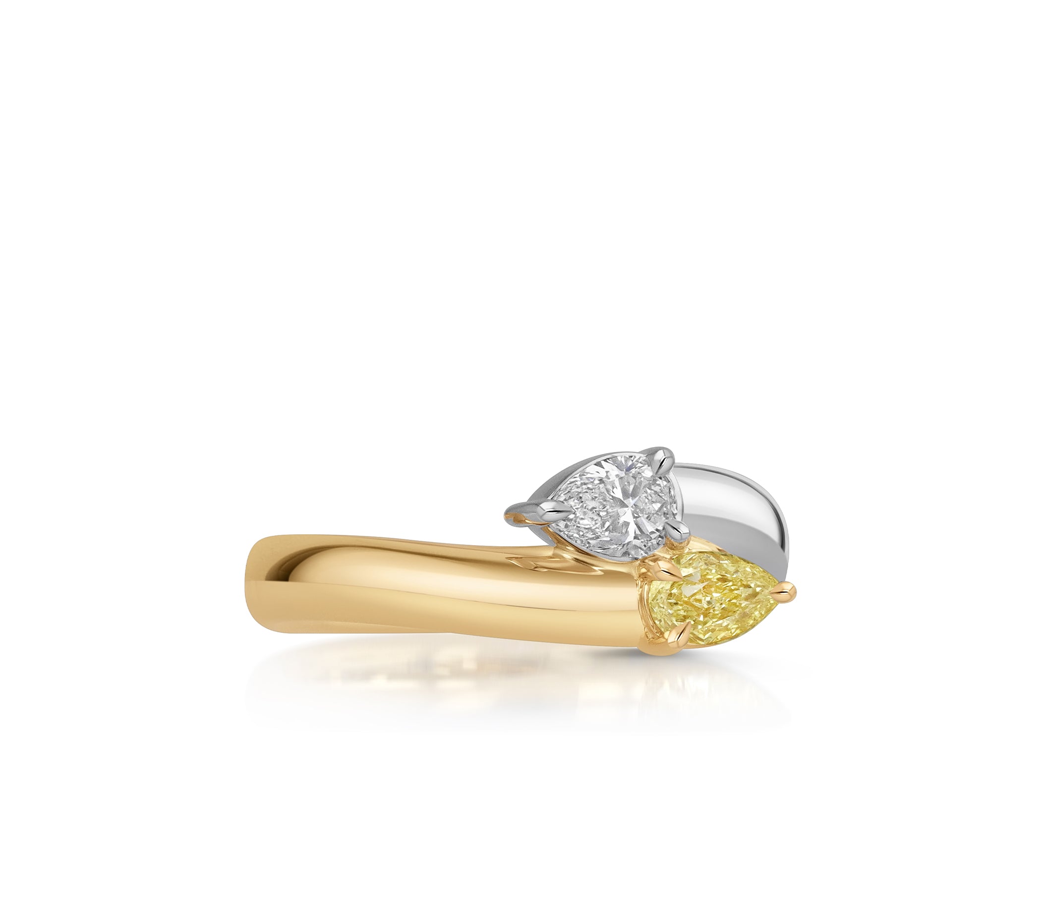 Yellow Diamond & Diamond Double Pear Intertwine Ring