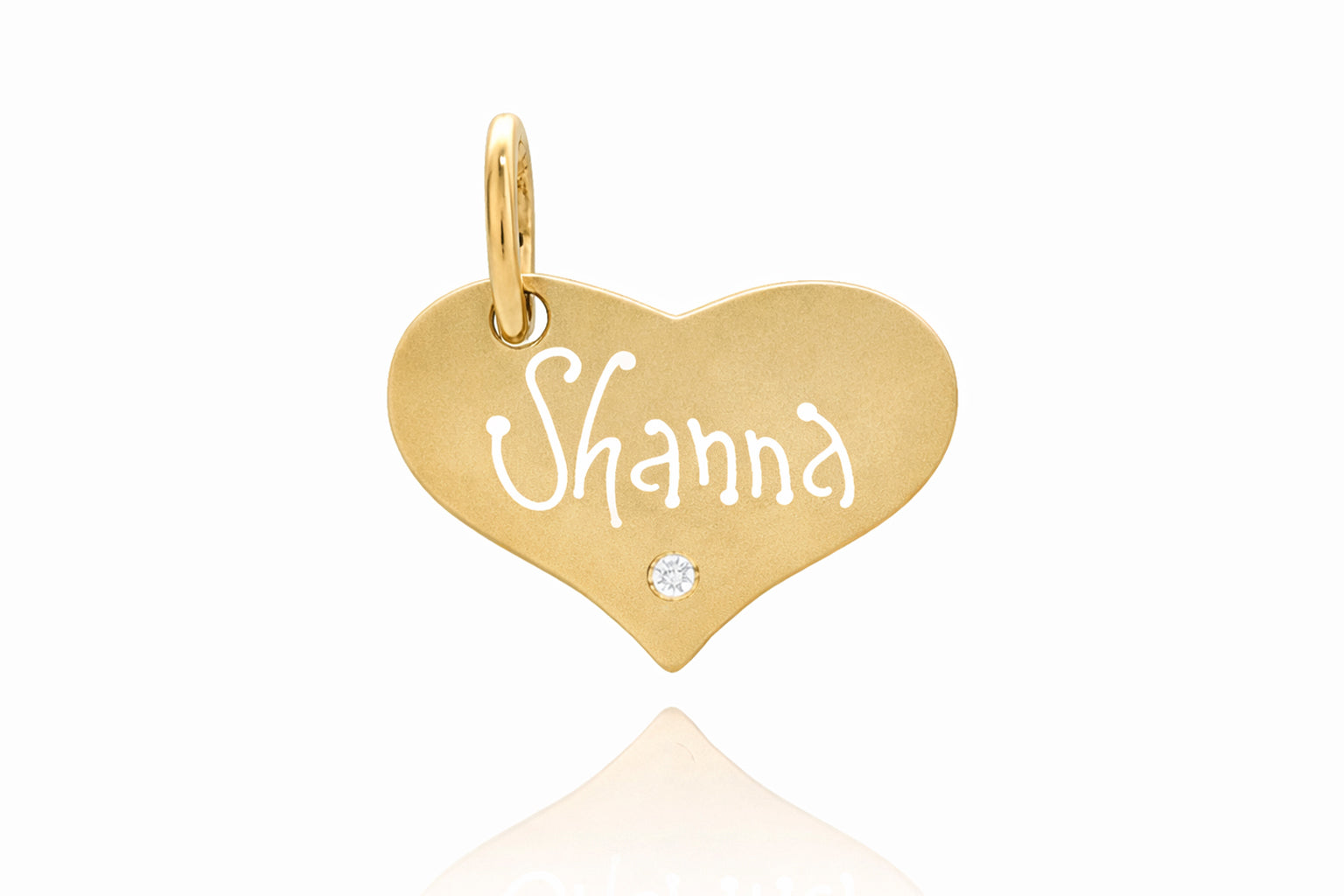 14k yellow gold heart name pendant engraved diamond accent personalized jewelry