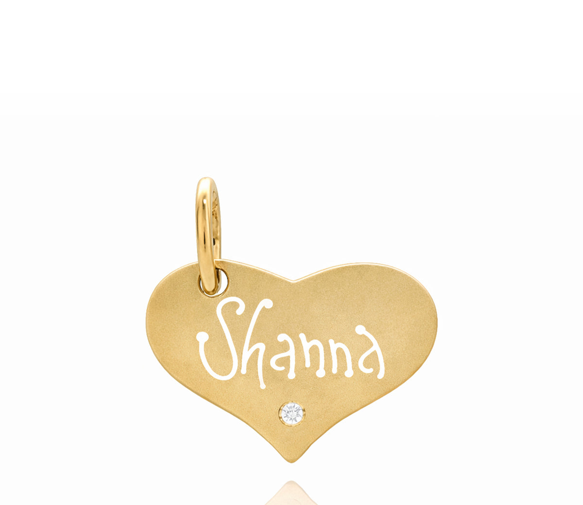 Yellow Gold Carved Heart Tag with Diamond