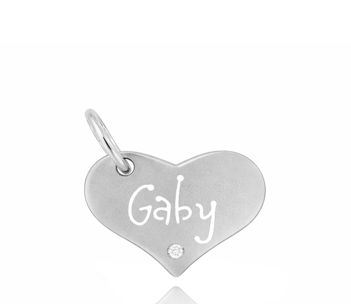 White Gold Heart Carved Tag with Diamond