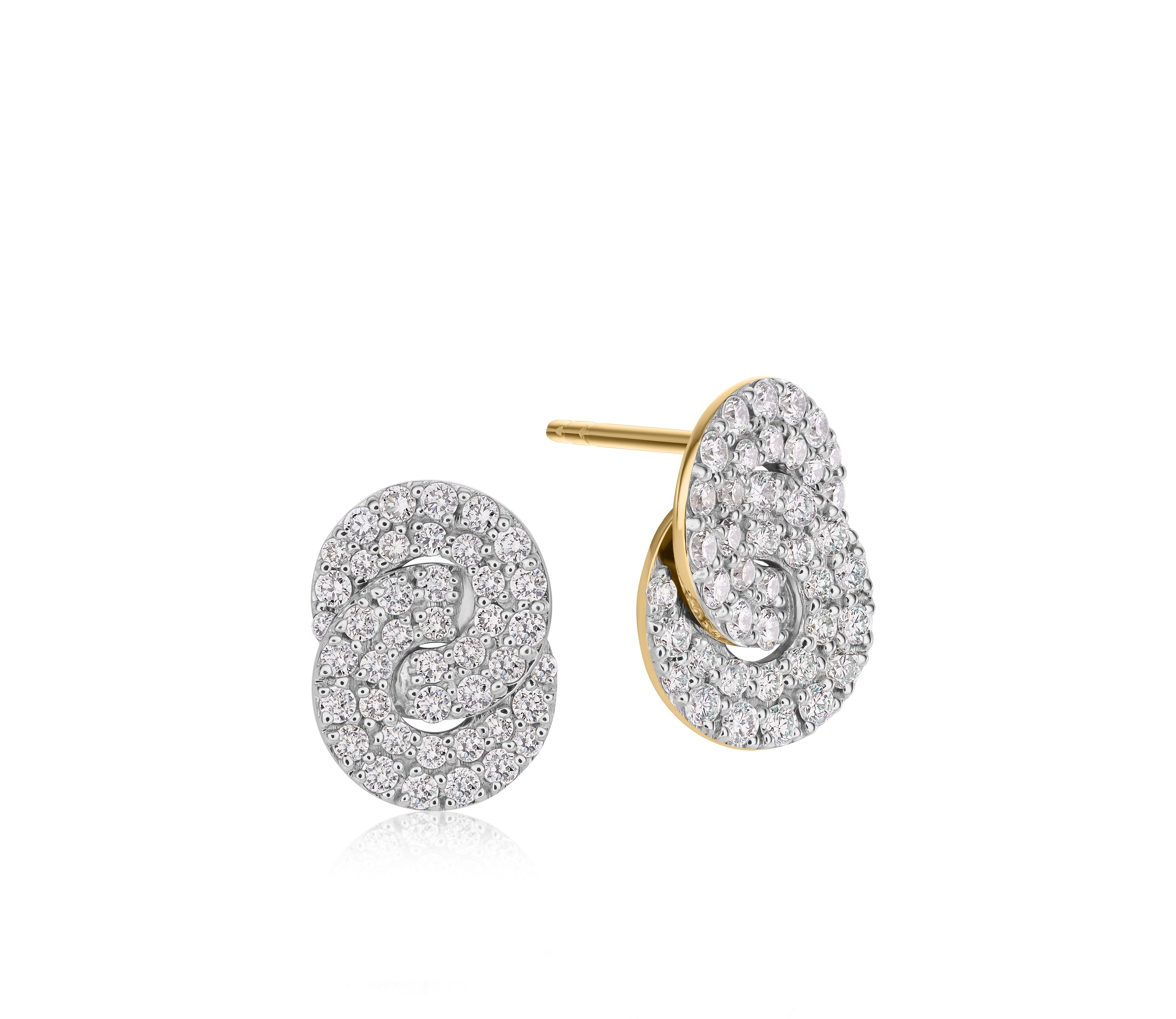 Diamond Mini Double Interlocking Stud Earrings