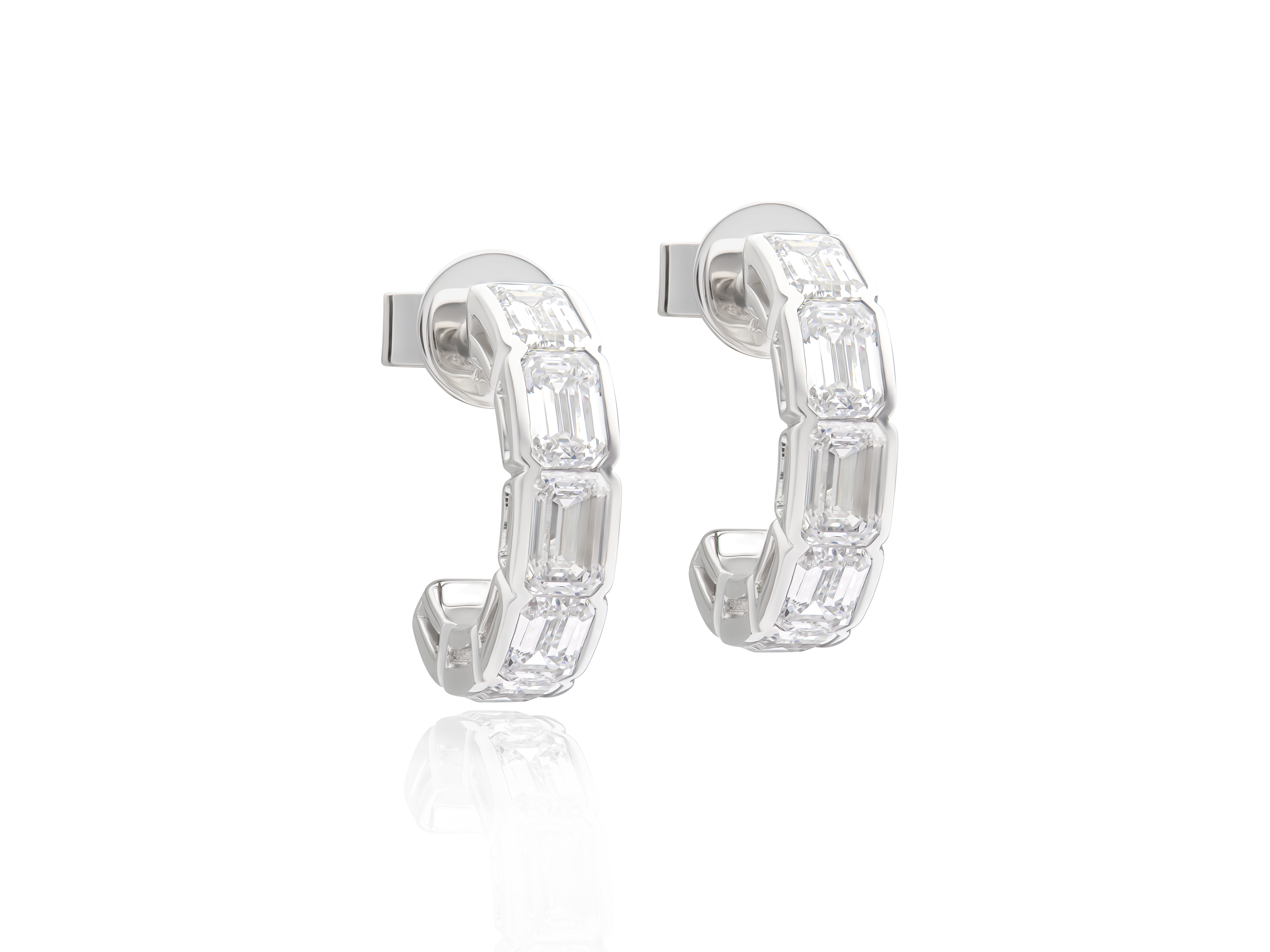 Emerald Cut Cuddled Hoops