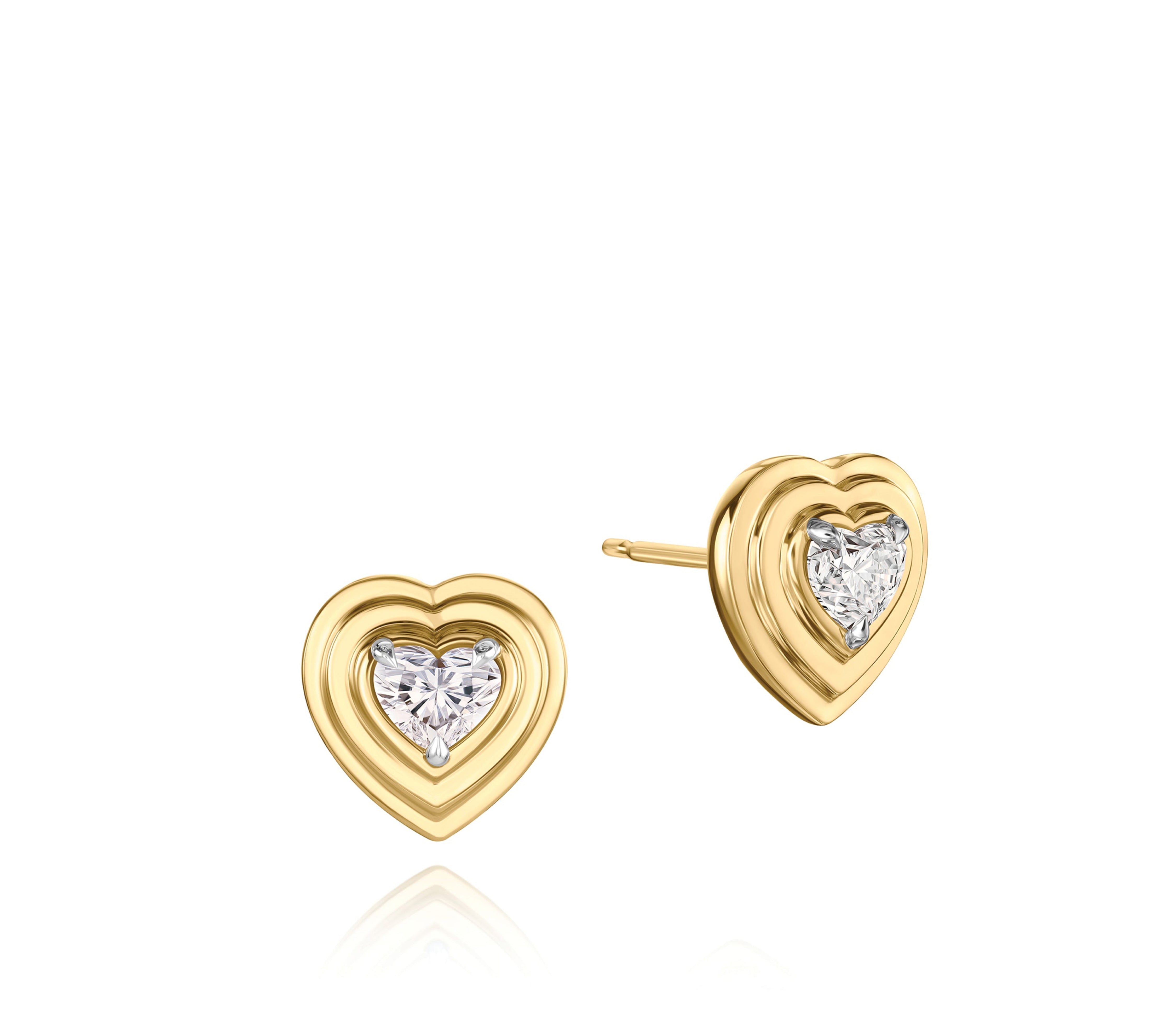 Heart Shape Diamond Layered Heart Studs