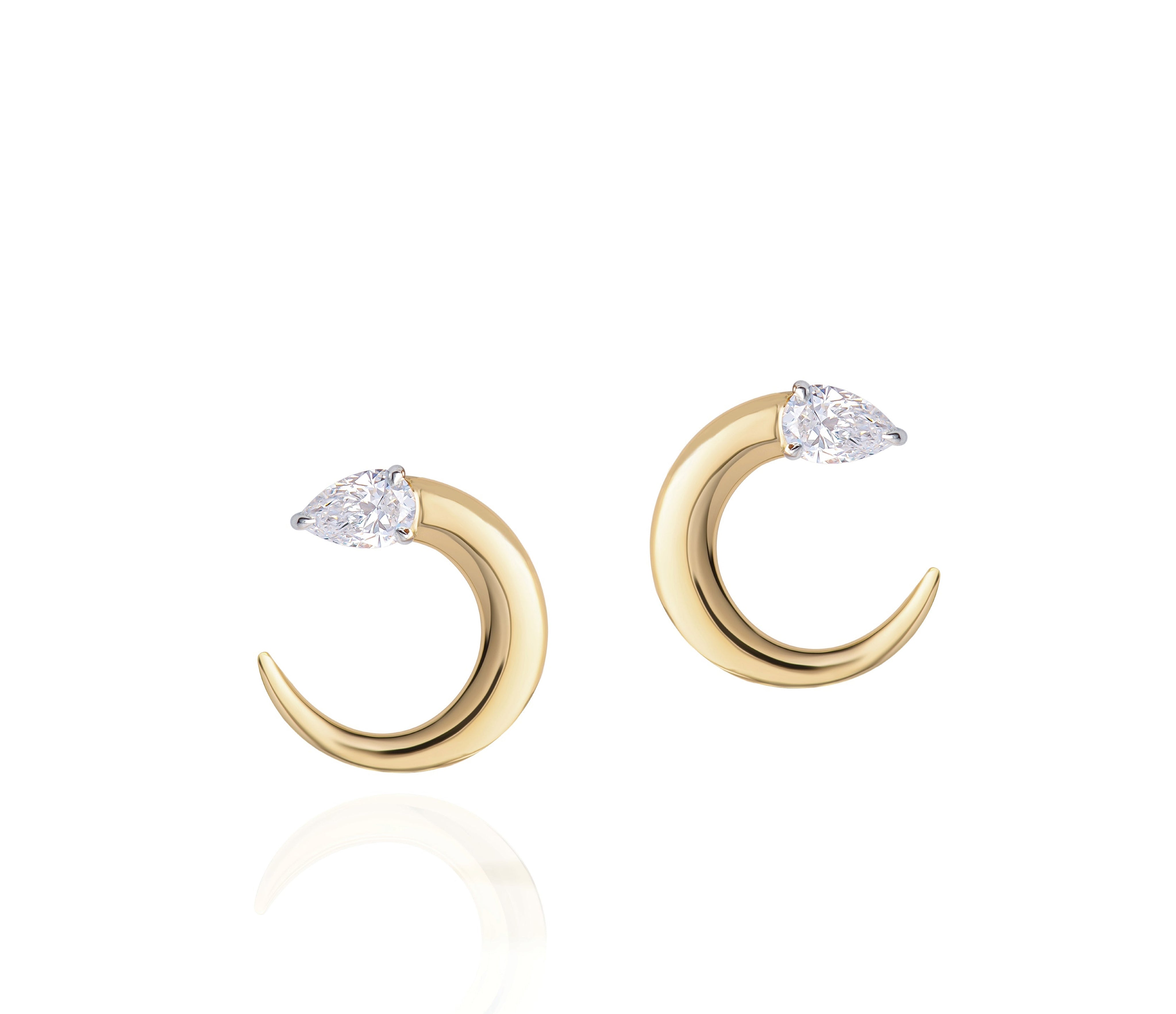 Pear Diamond Crescent Fan Earrings