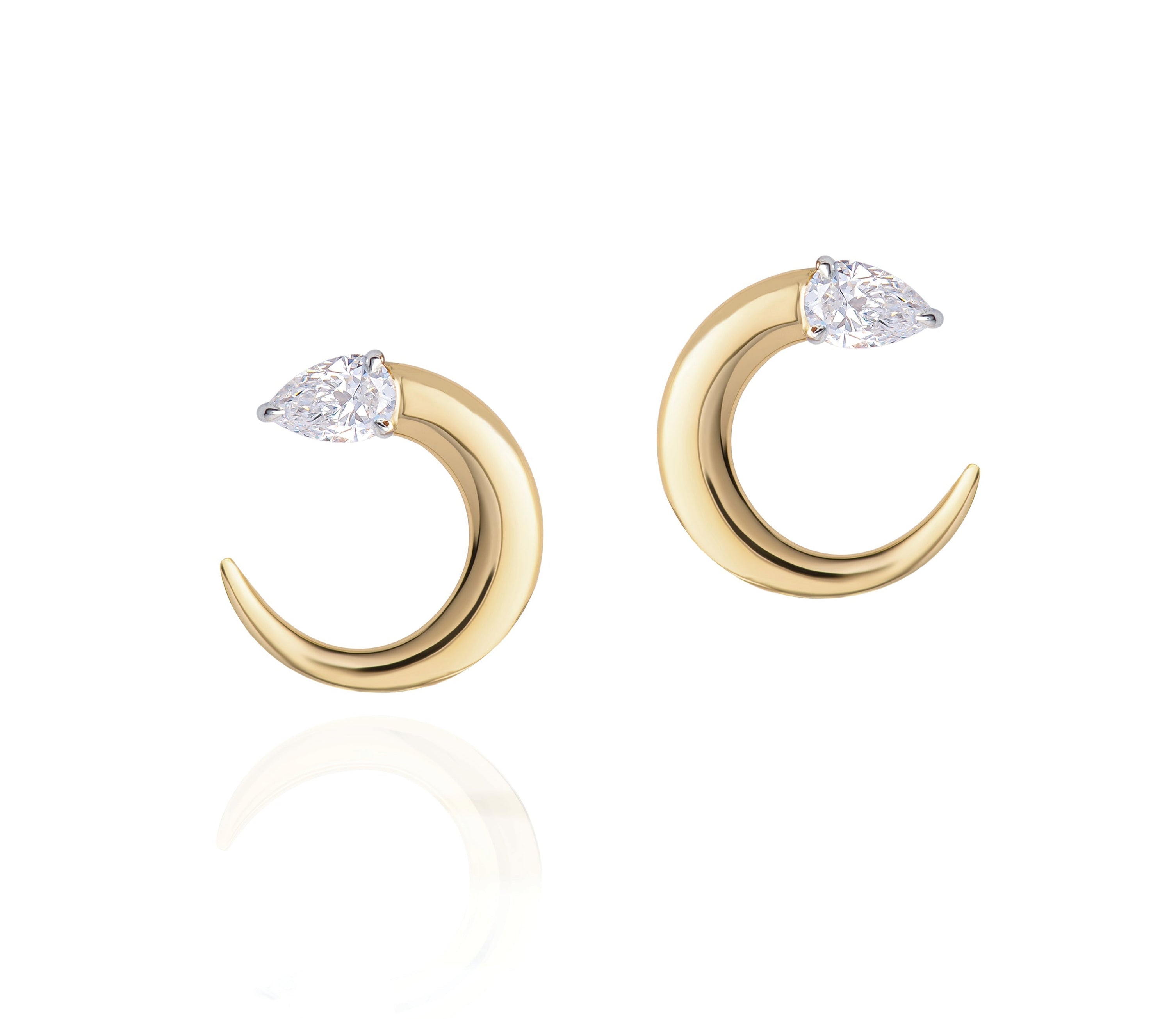 Pear Diamond Crescent Fan Earrings