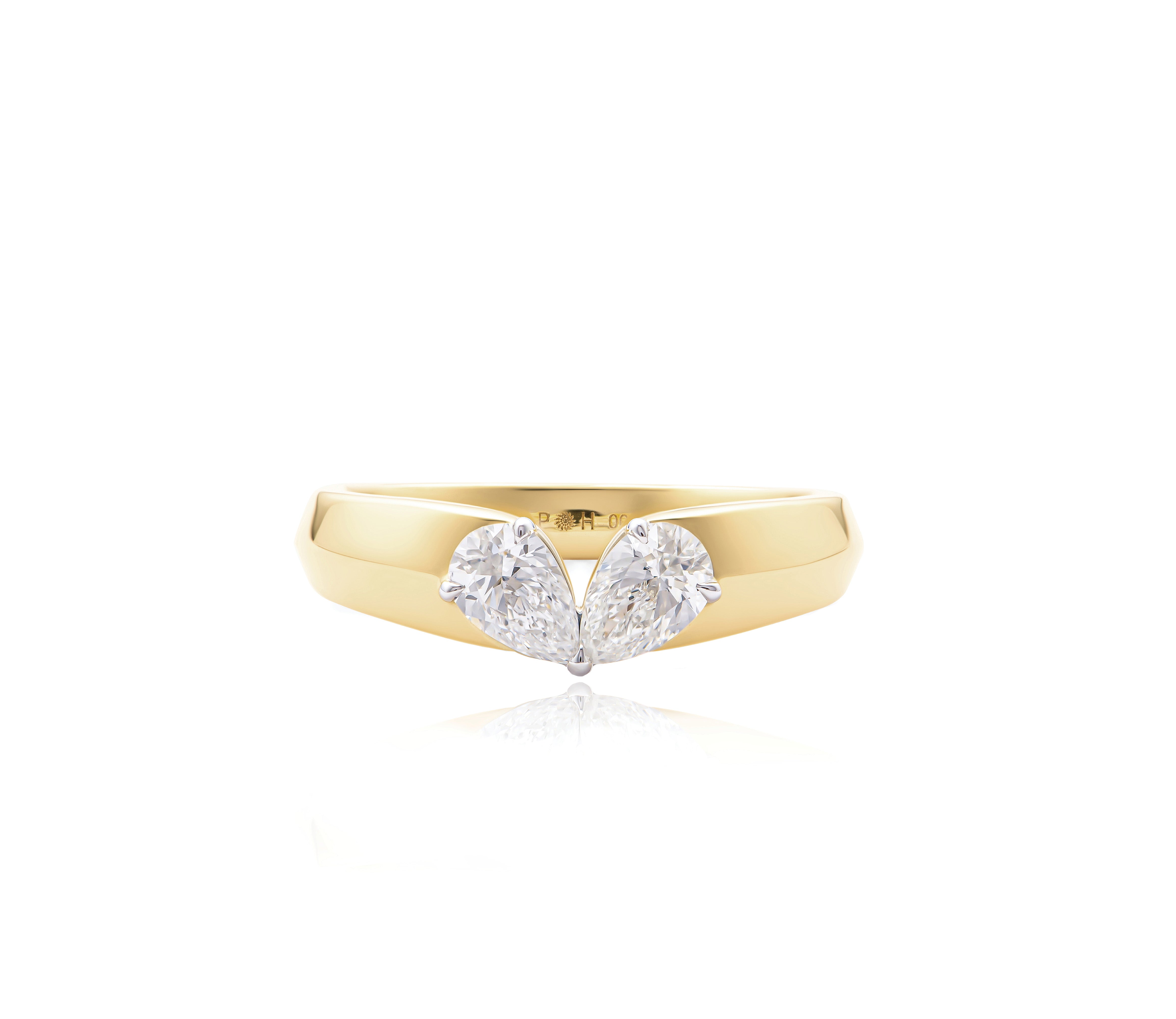 Kissing Pear Diamond Heart Ring