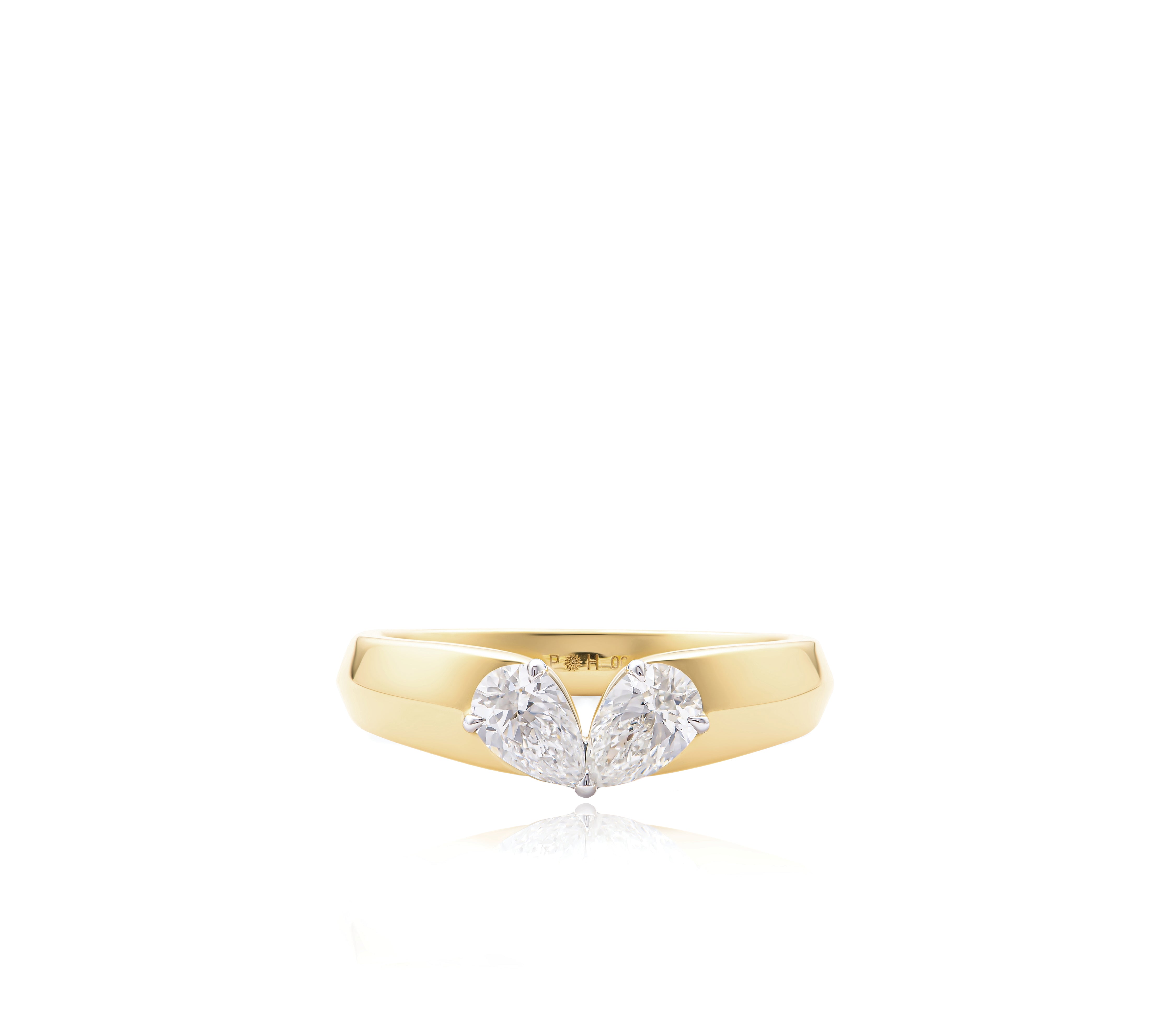 Kissing Pear Diamond Heart Ring
