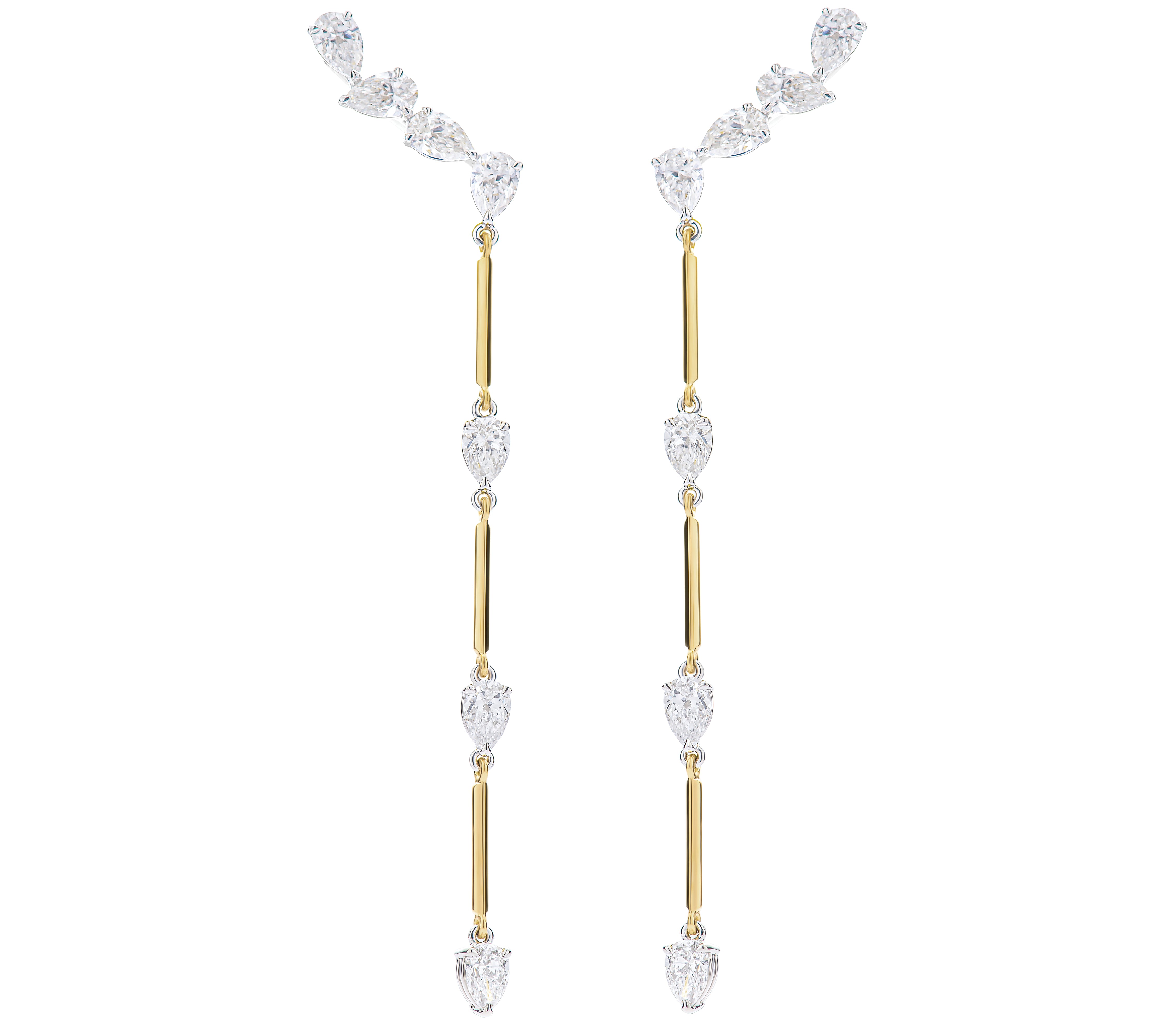 Pear Ear Climbers with Pear Diamond Drops