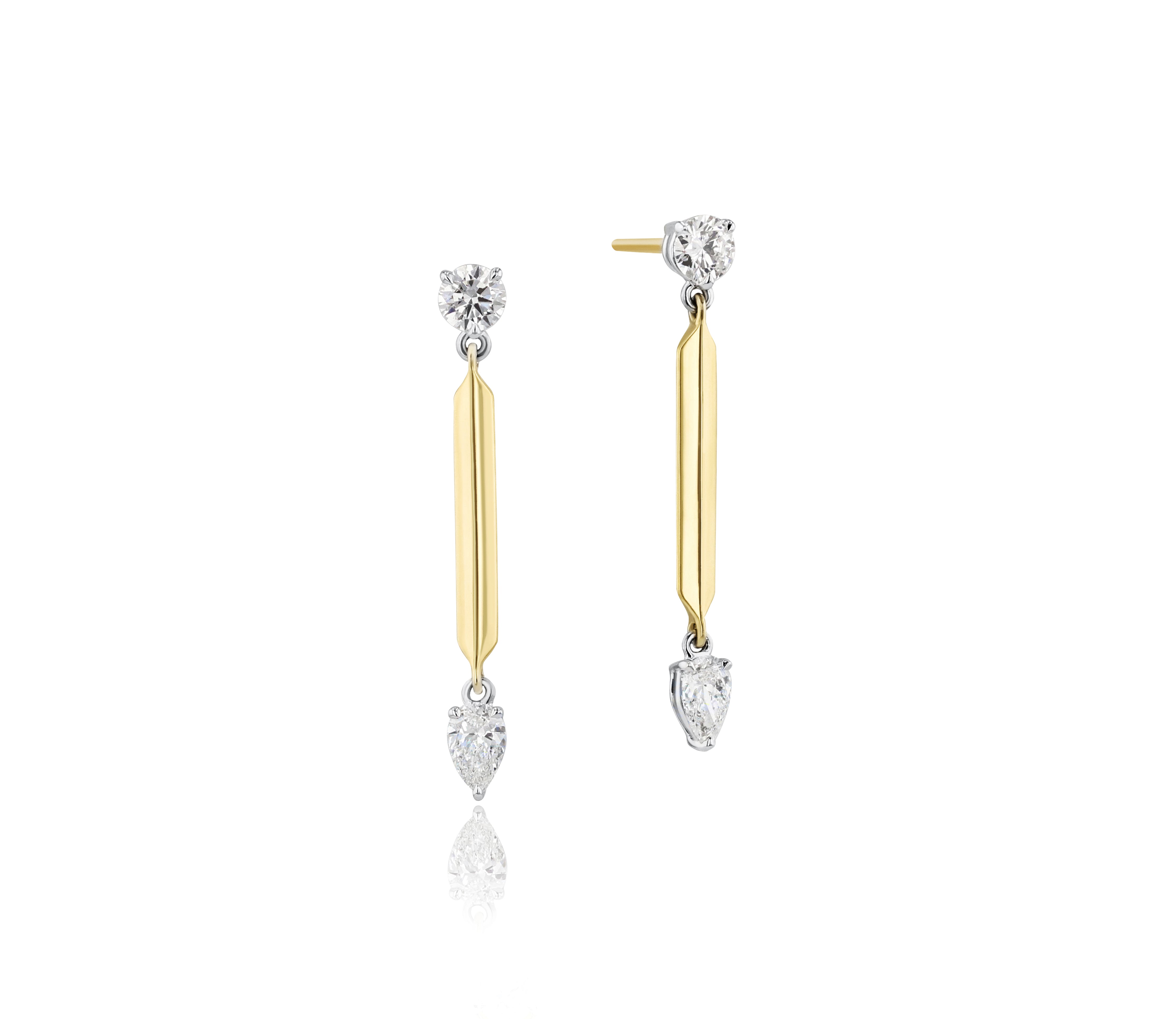 Round & Pear Knife Edge Drop Earring