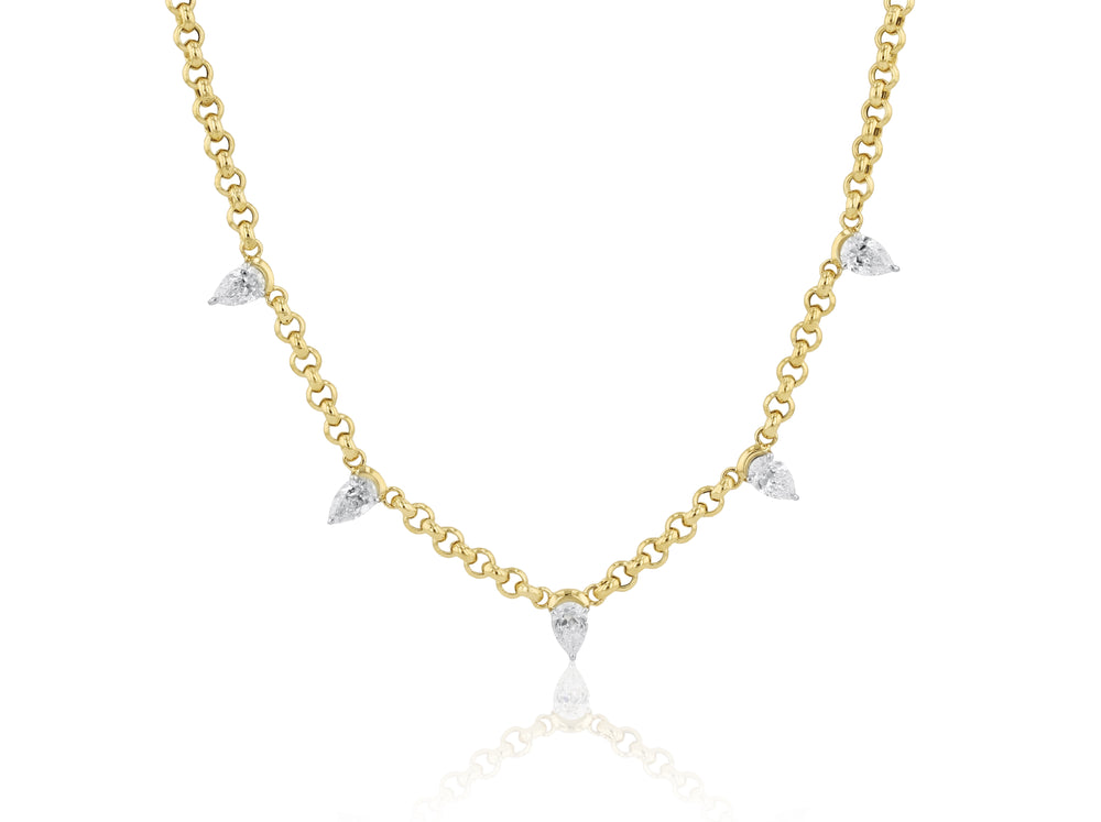 Pear Diamond Cuddle Five Station Necklace