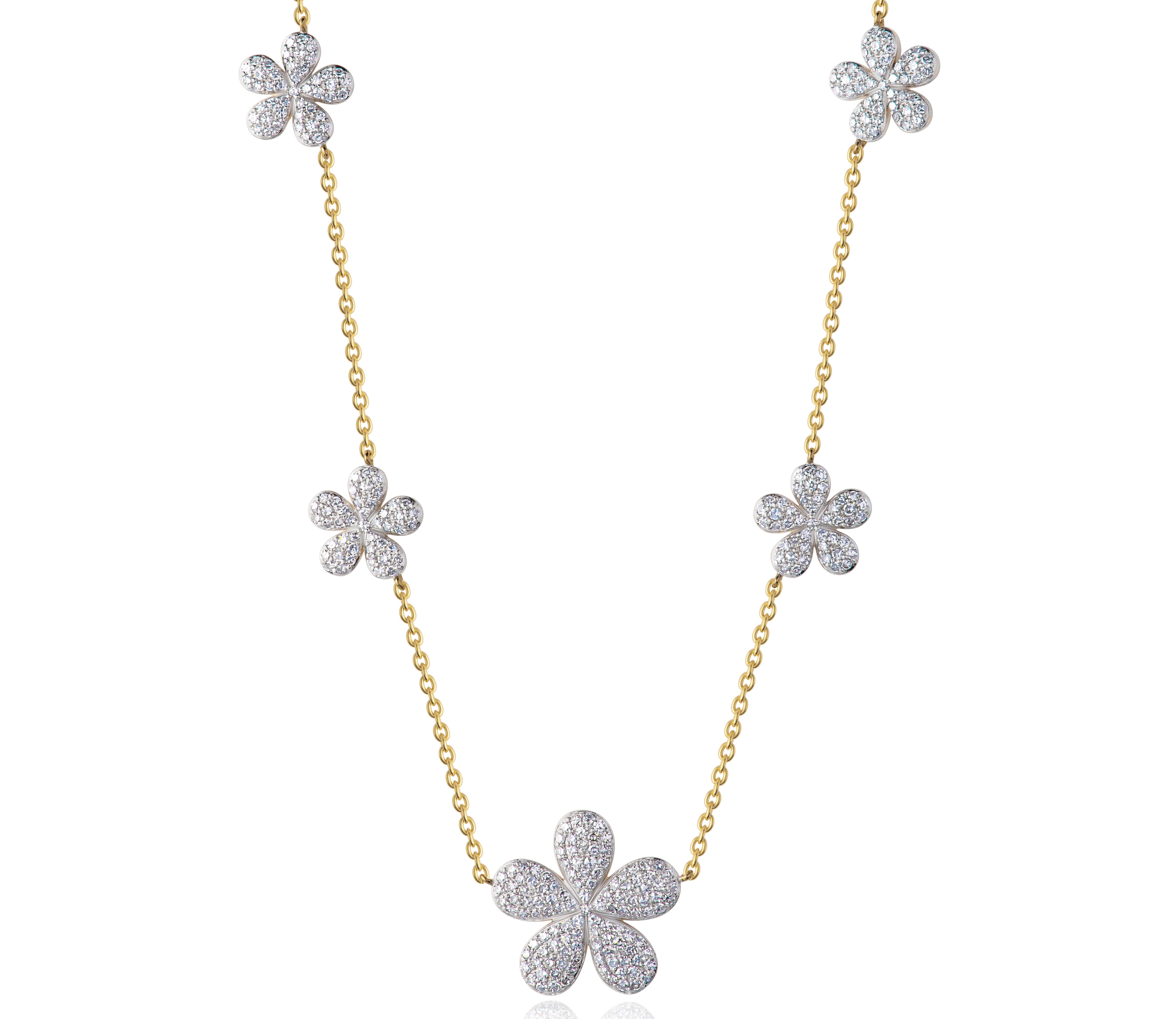 Five Station Forget-Me-Not Graduated Necklace
