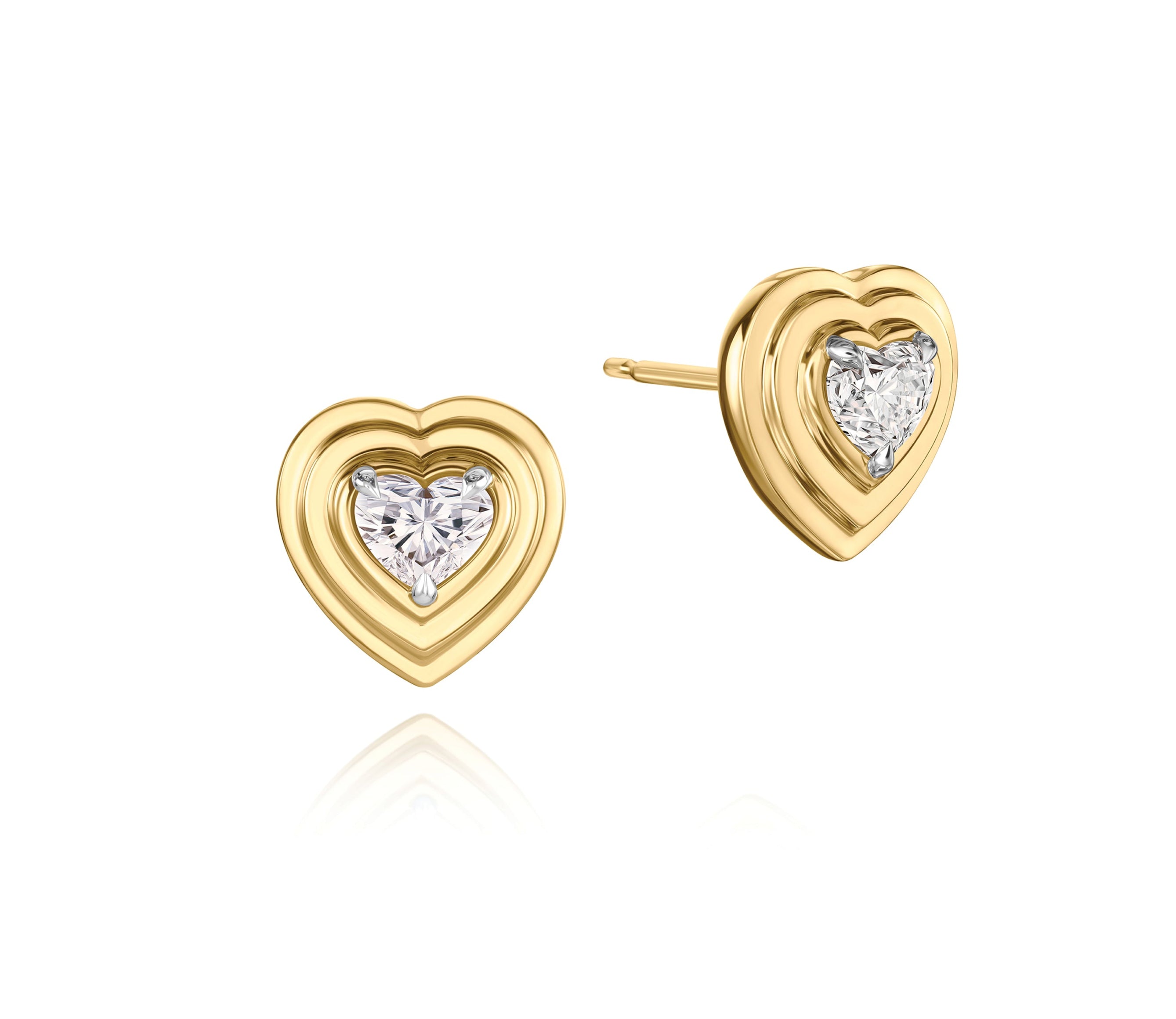 Heart Shape Diamond Layered Heart Studs
